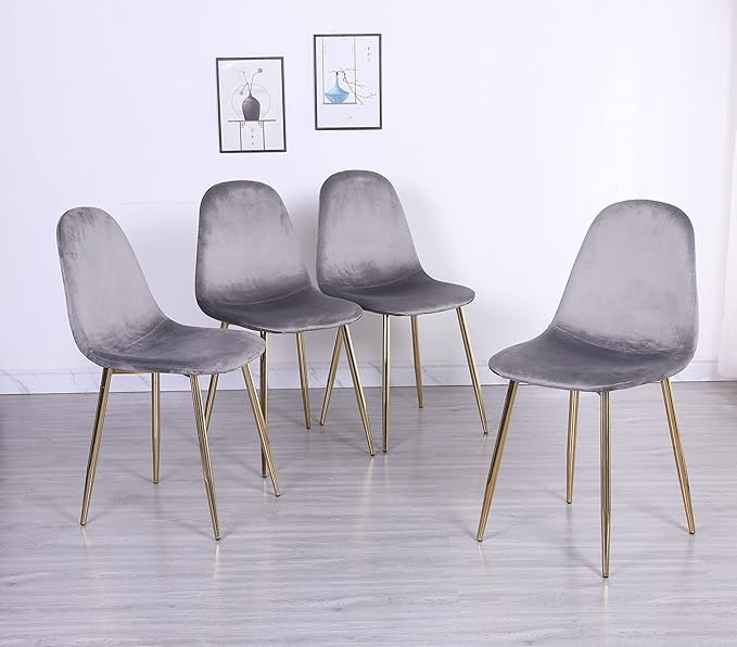 Velvet Dining Chairs Set of 4 with Gold Chrome Legs