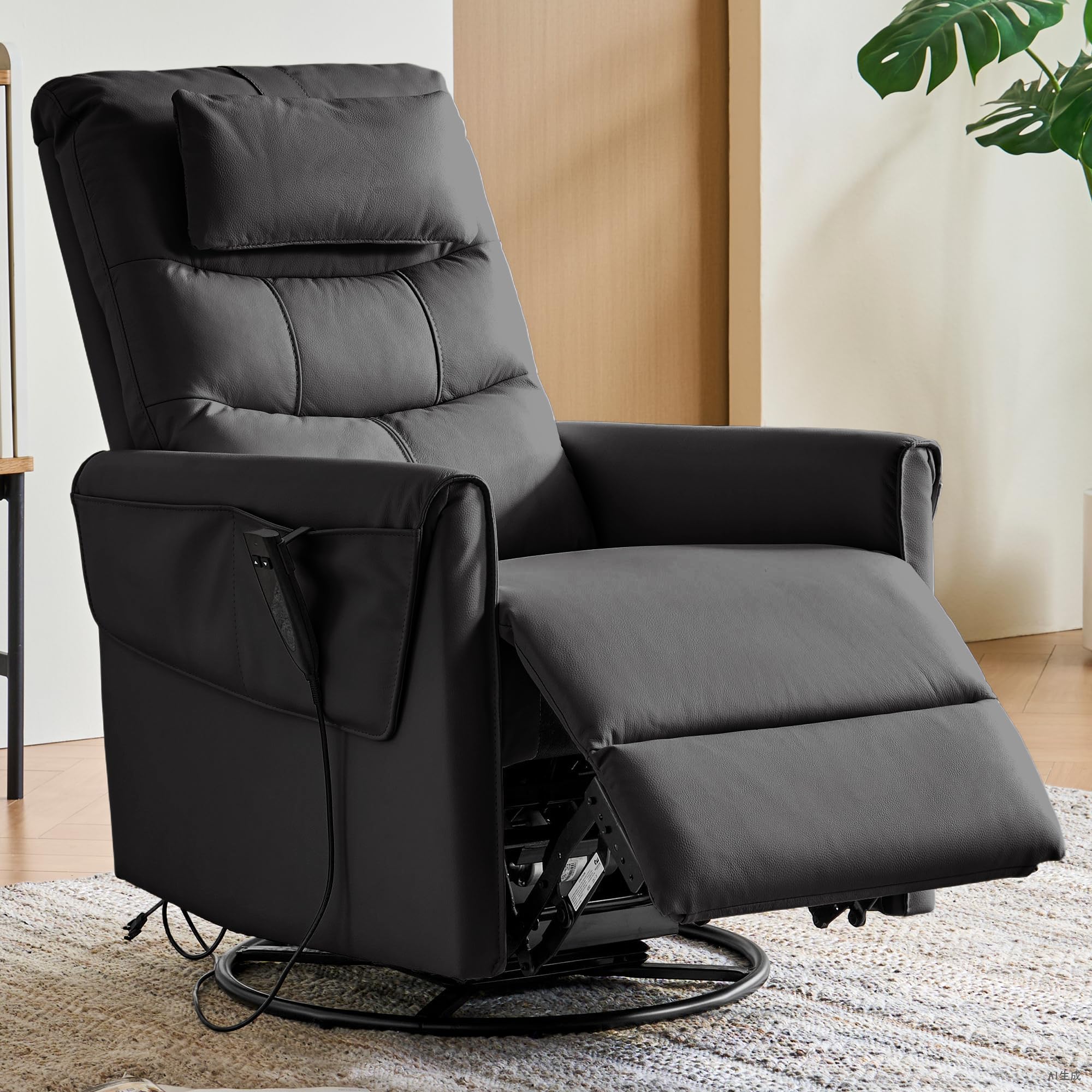 Genuine Leather Power Rocker Recliner Chair