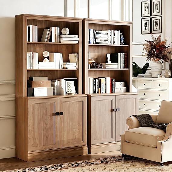Oak Bookcase with Storage Cabinet