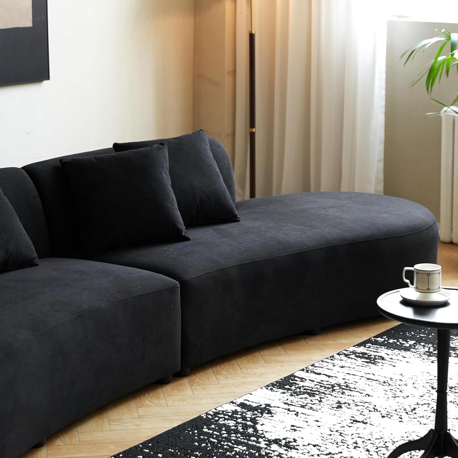 132" Curved Velvet Sofa 6 Seater