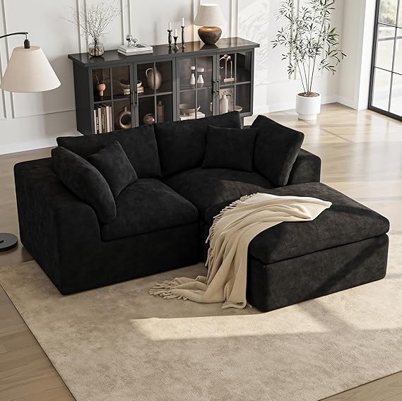 108 Inch L-Shaped Sectional Sofa with Ottoman