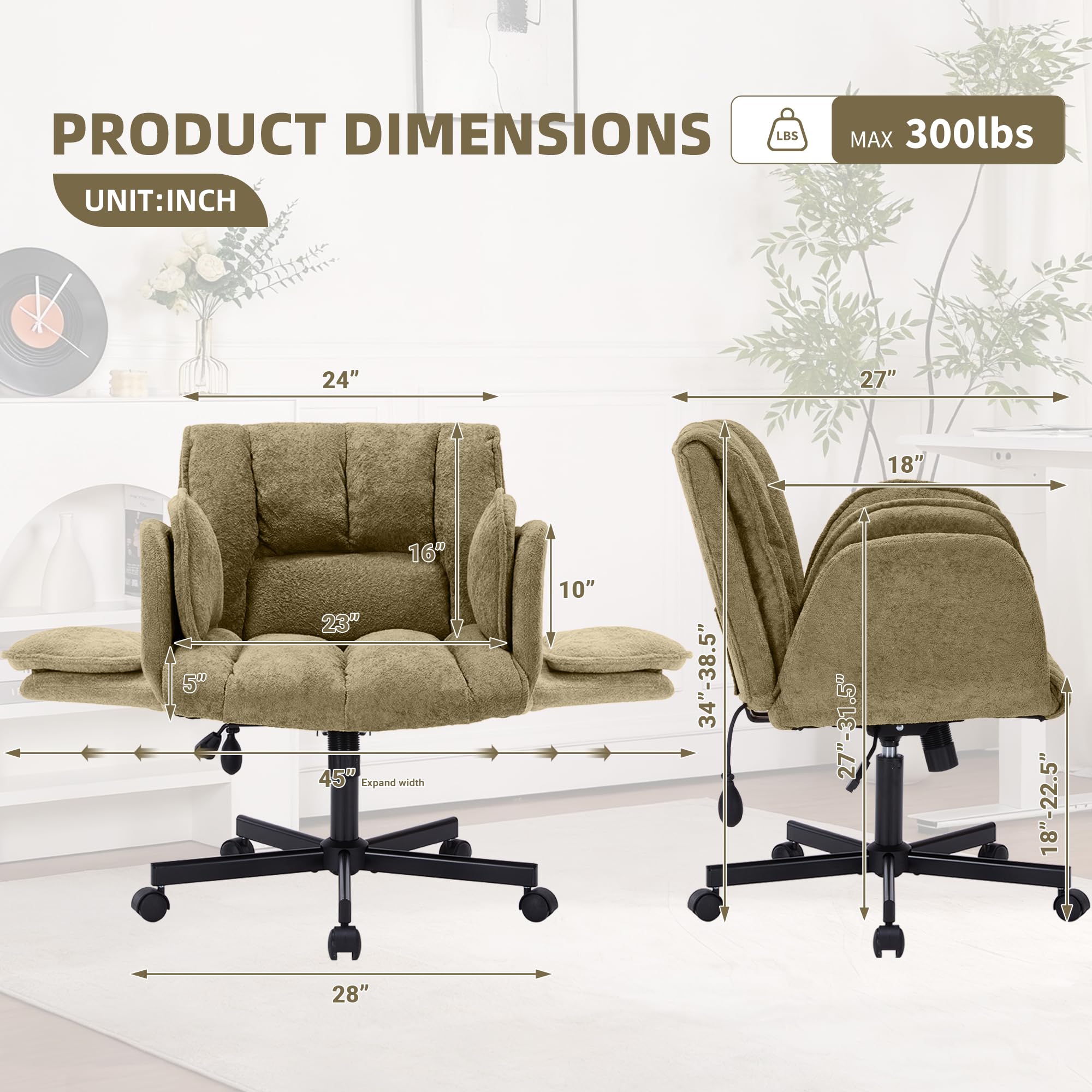 Criss Cross Office Chair with Wheels and Lumbar Support