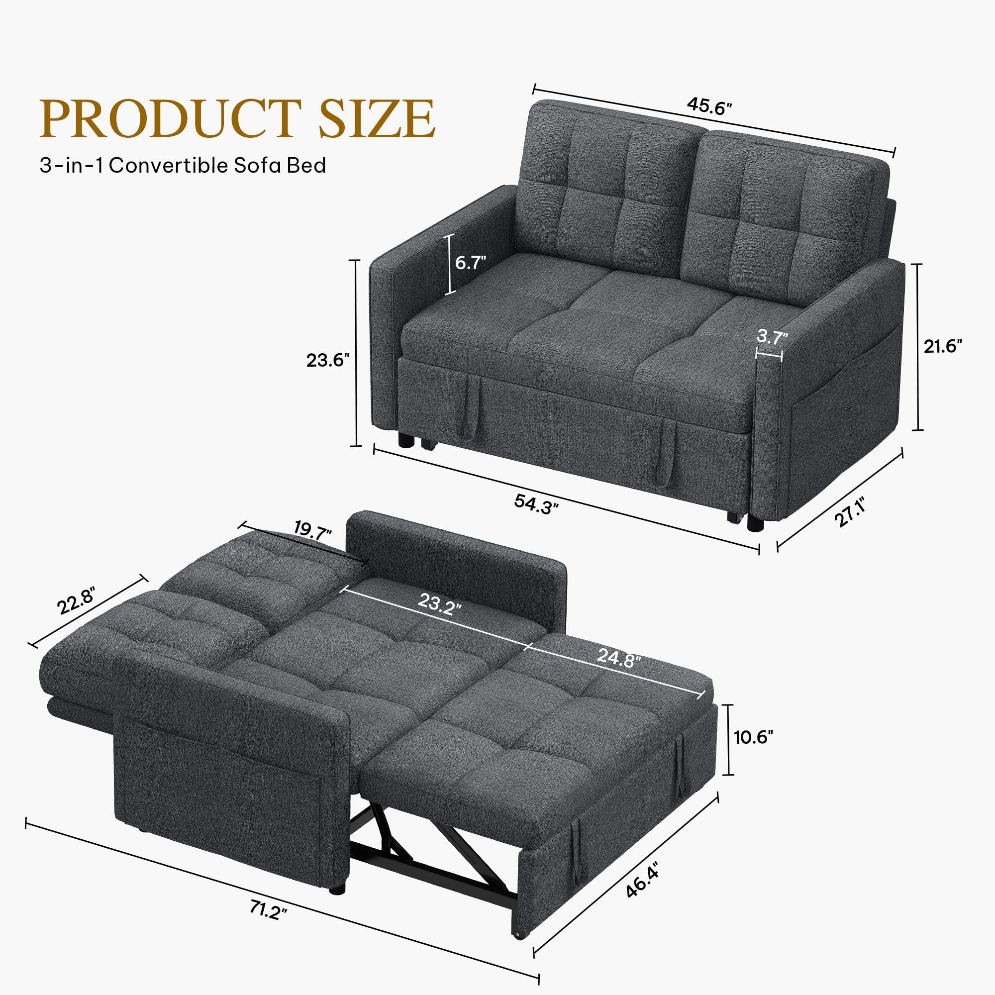 Convertible Sofa Bed with Pull-Out Bed