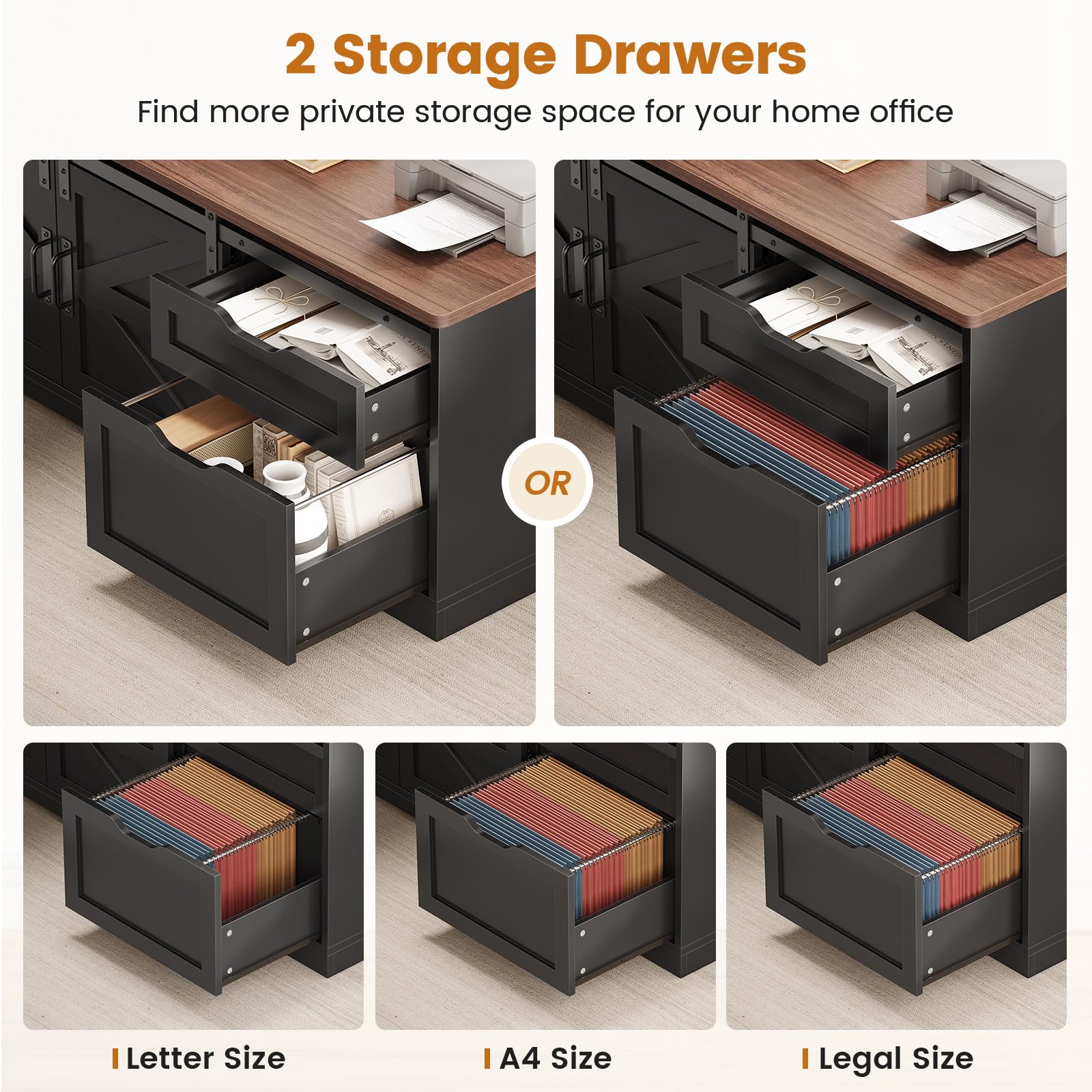 L-Shaped Standing Desk 55 Inch with Storage Drawers