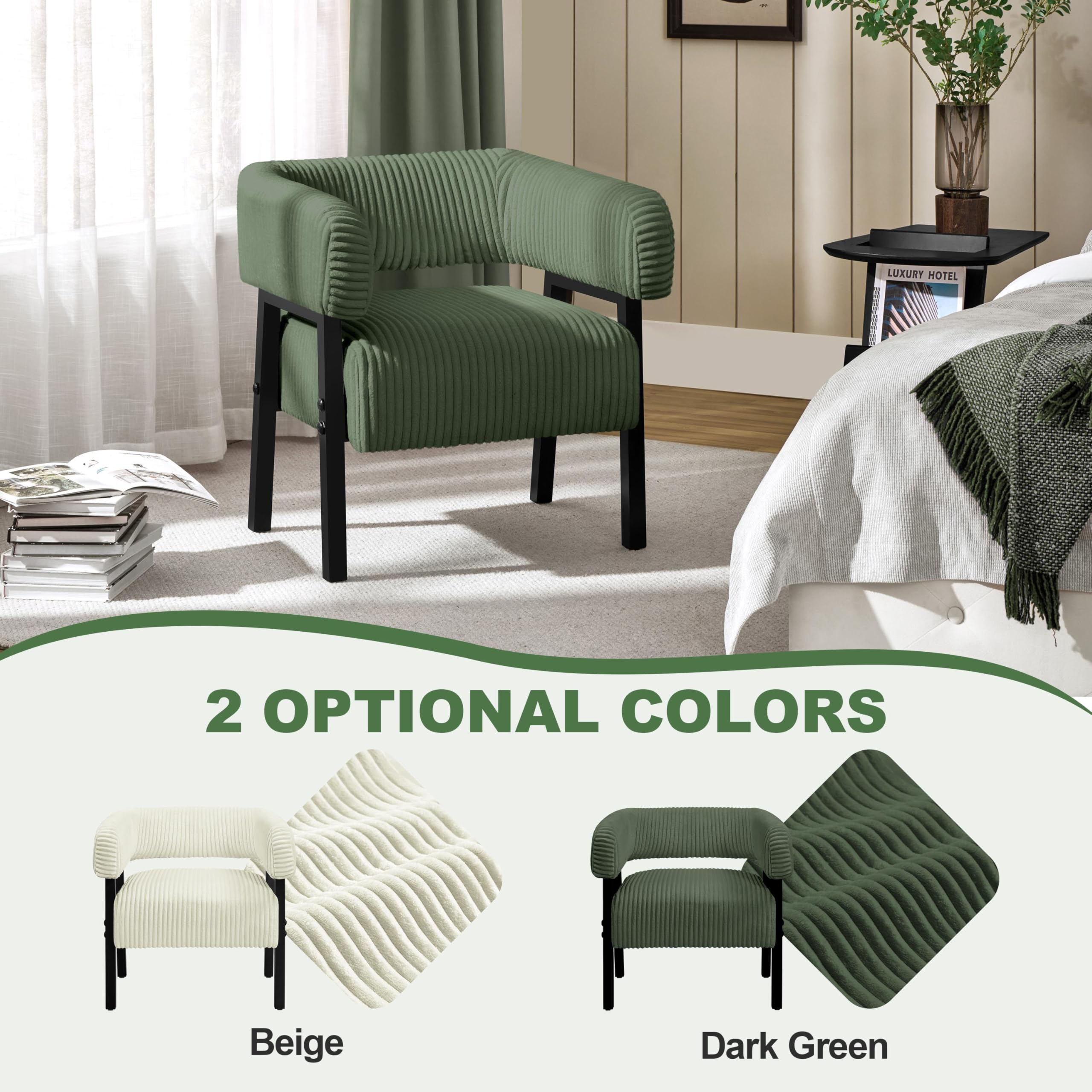 Corduroy Barrel Accent Chair Set of 2