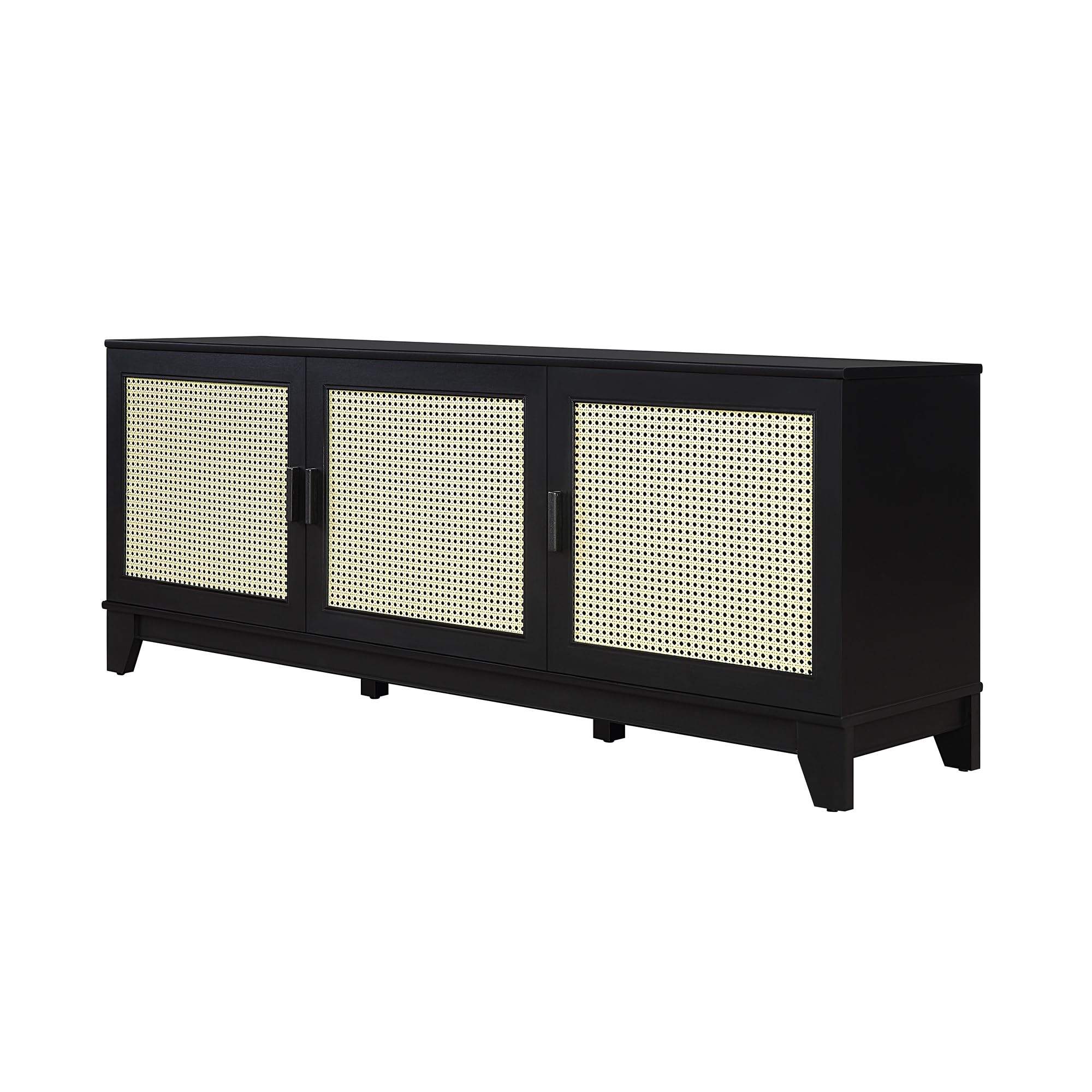 Mid-Century Modern Cane TV Stand 55 Inch