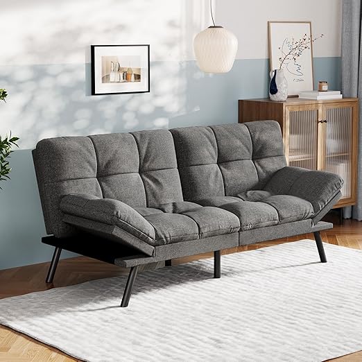 Convertible Futon Sofa Bed with Memory Foam