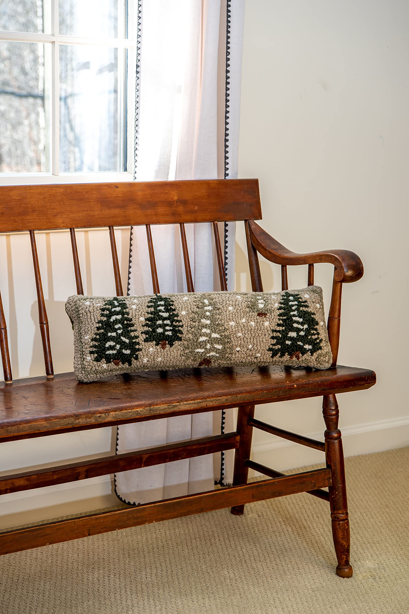 Frosted Trees Hand-Hooked Wool Decorative Throw Pillow