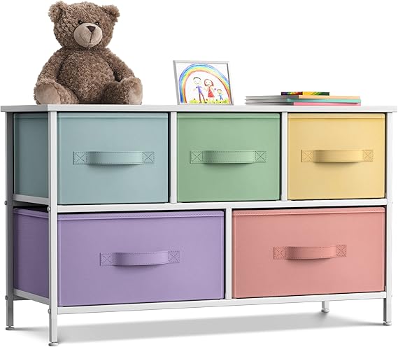 5-Drawer Storage Dresser with Fabric Bins