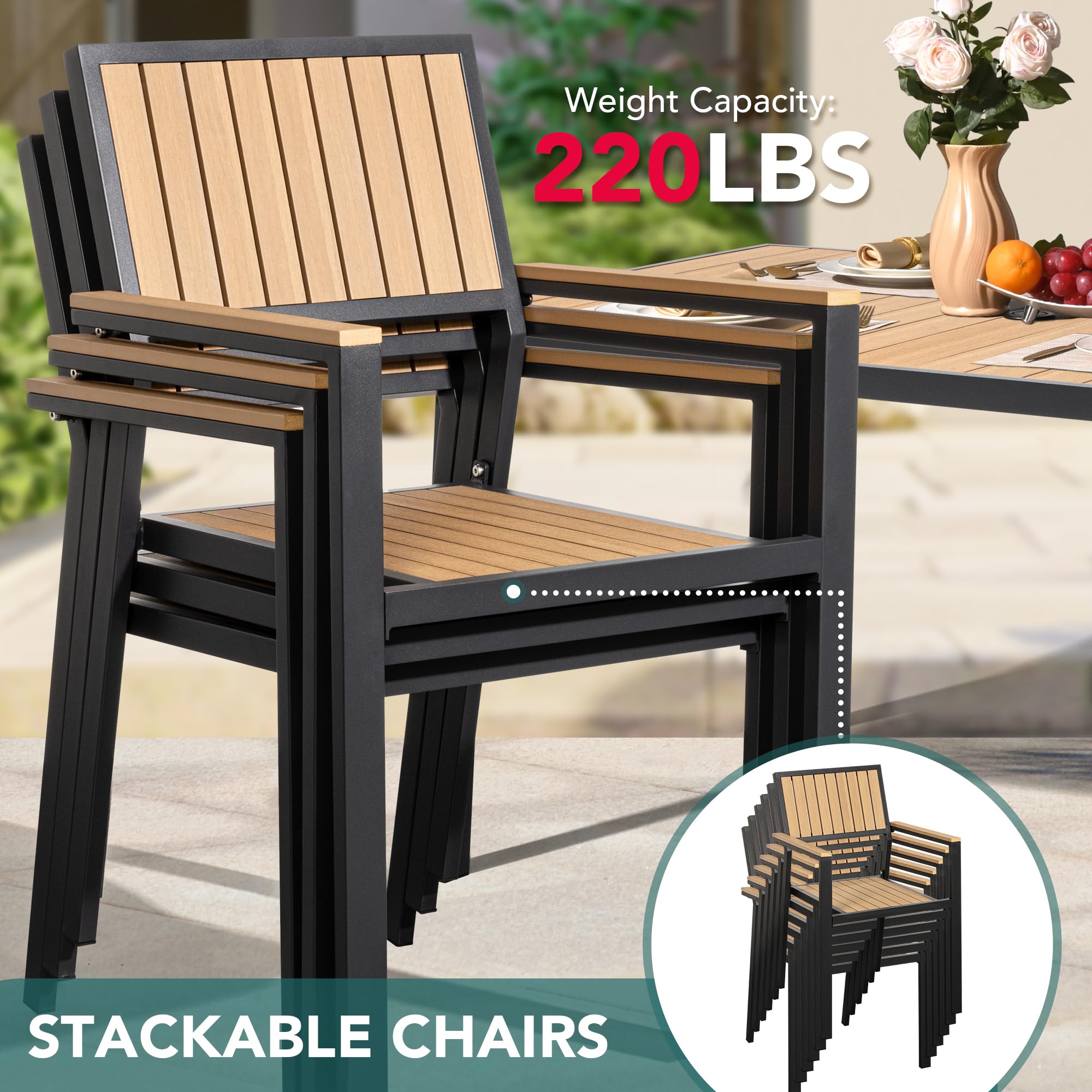 8-Piece Outdoor Aluminum Patio Dining Set with Stackable Chairs