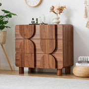 3 Drawer Mid Century Modern Fluted Dresser