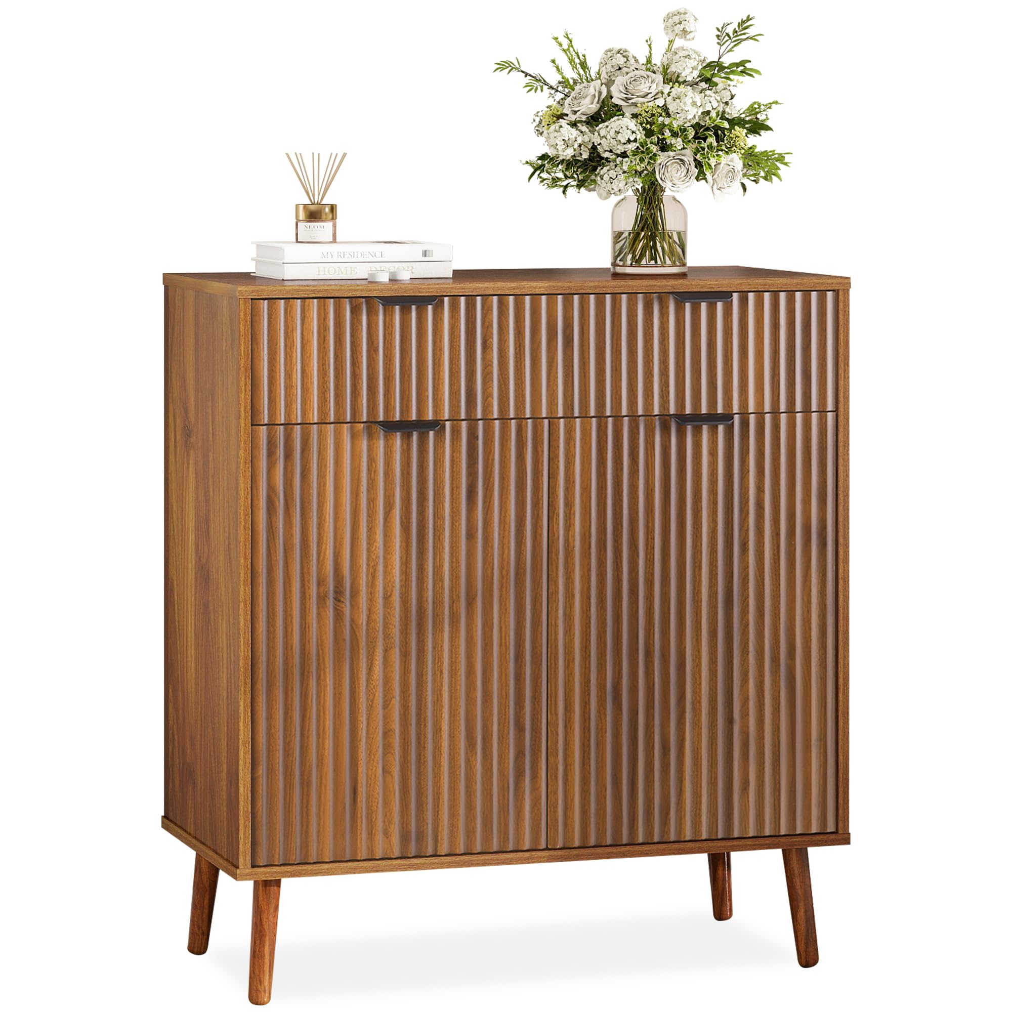Fluted Sideboard Buffet Cabinet with Storage