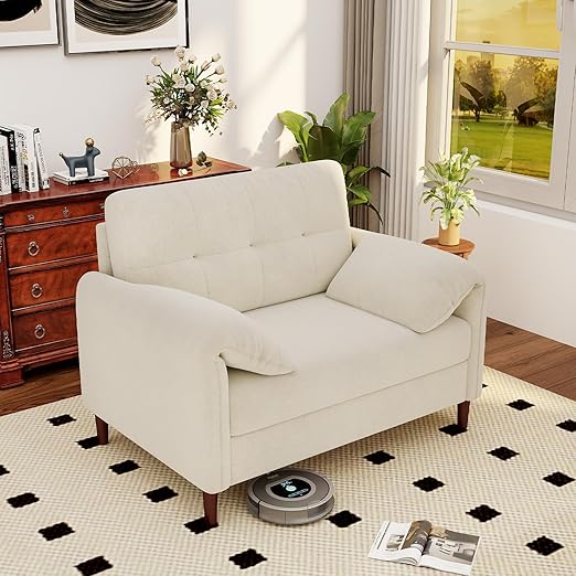 Oversized Chenille Loveseat Chair with Deep Seat