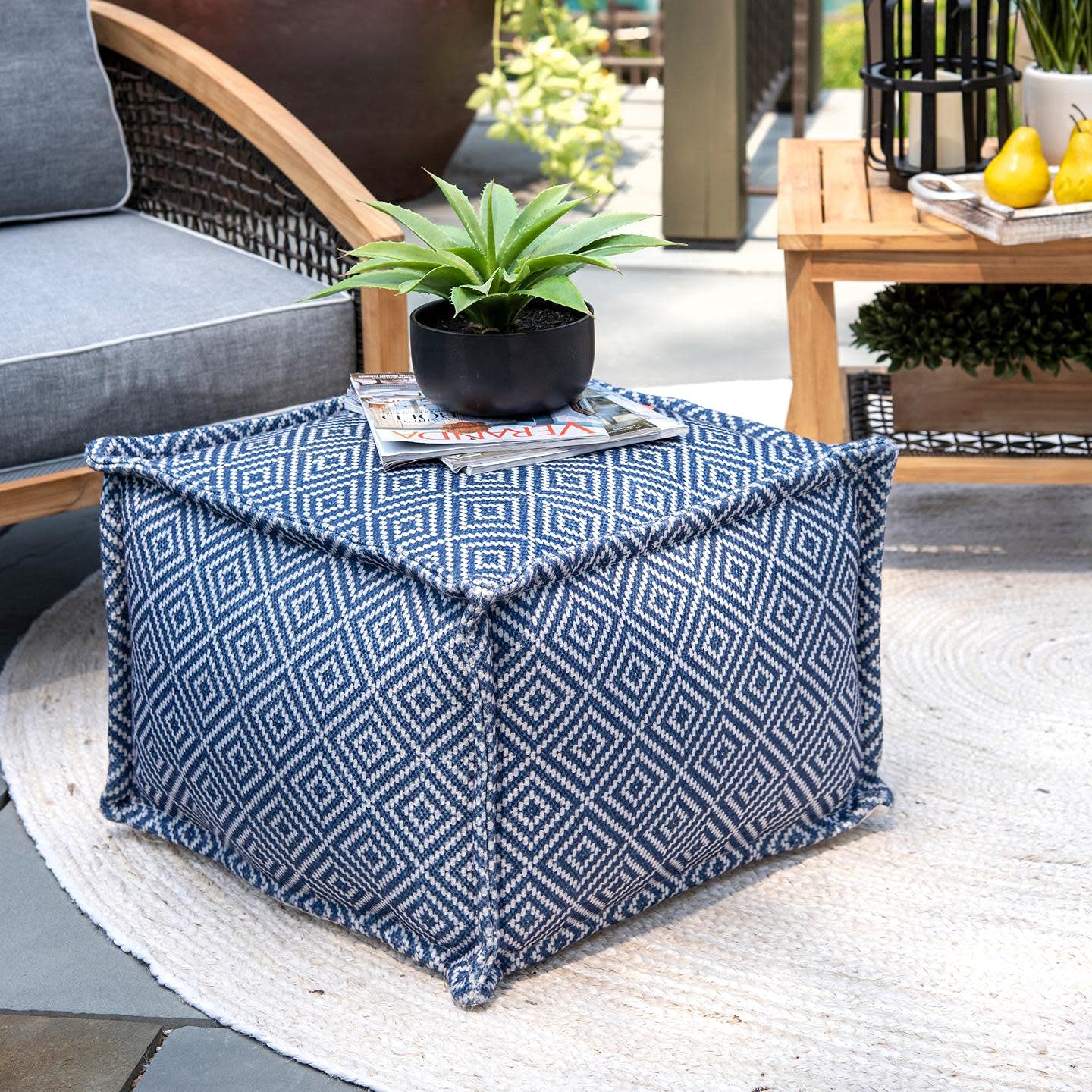 Amalfi Aztec Print Indoor/Outdoor Ottoman Pouf