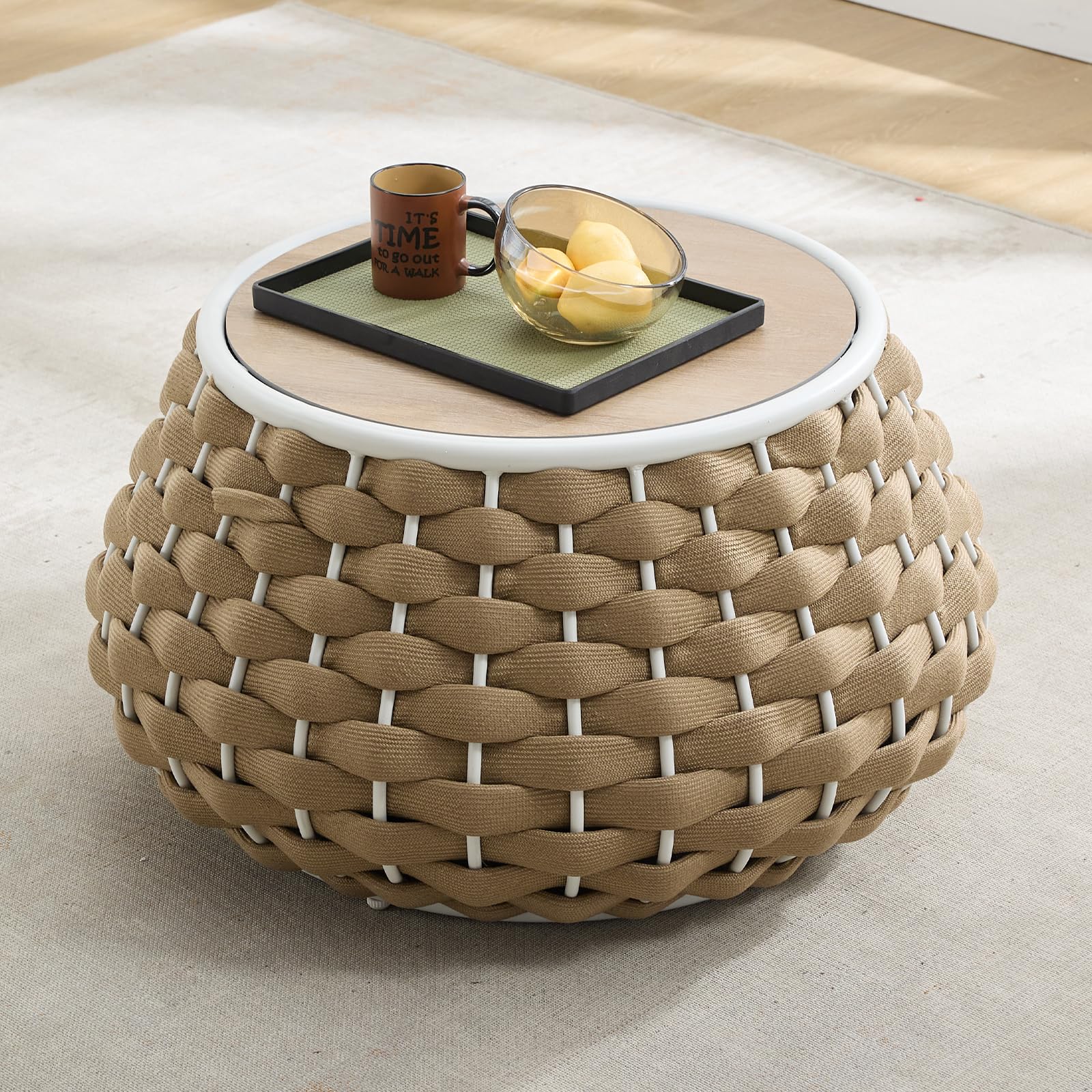 30.5 Inch Round Outdoor Side Table with Removable Lid