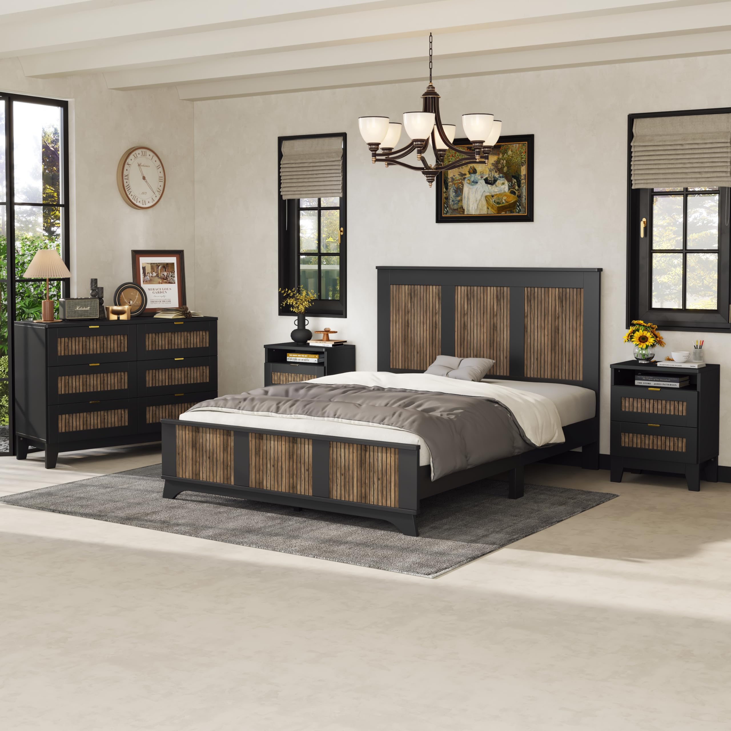4 Piece Queen Bedroom Set with Platform Bed