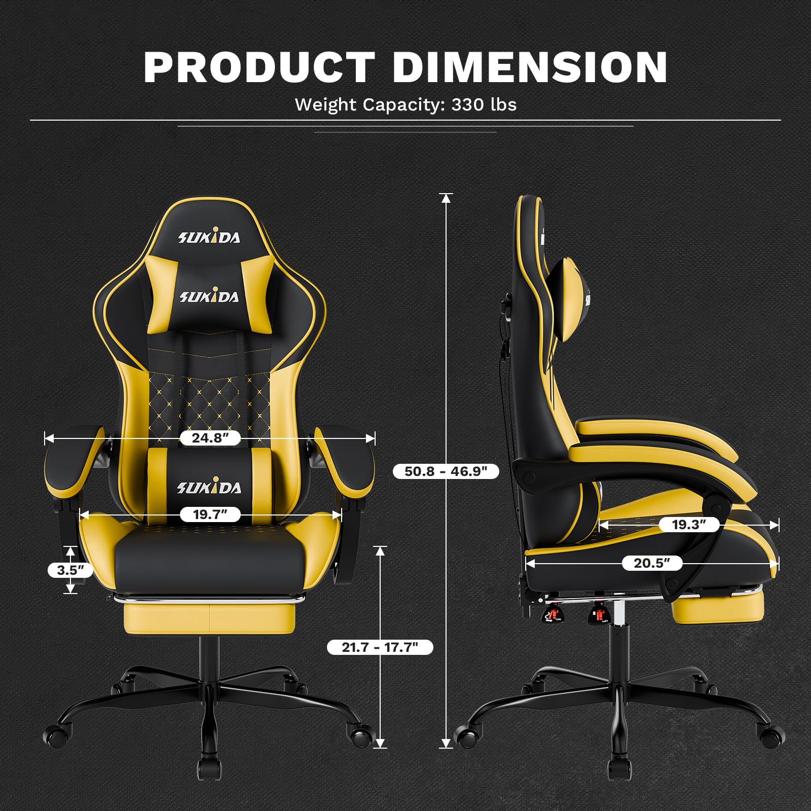 Ergonomic Gaming Chair with Massage Lumbar Support