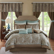 Faux Silk Jacquard Paisley Comforter Set Queen 24 Piece