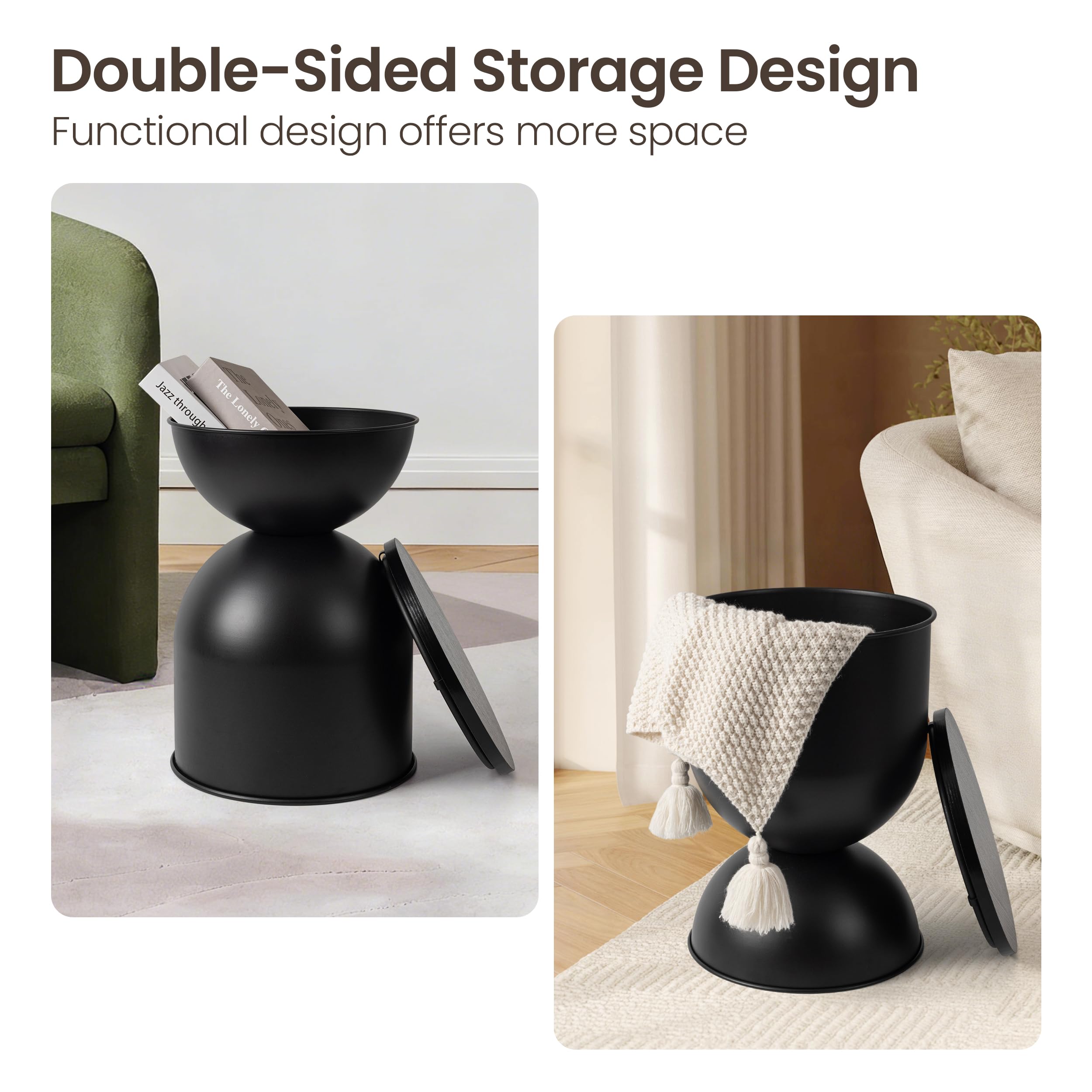 Storage Drum Side Table with Removable Lid