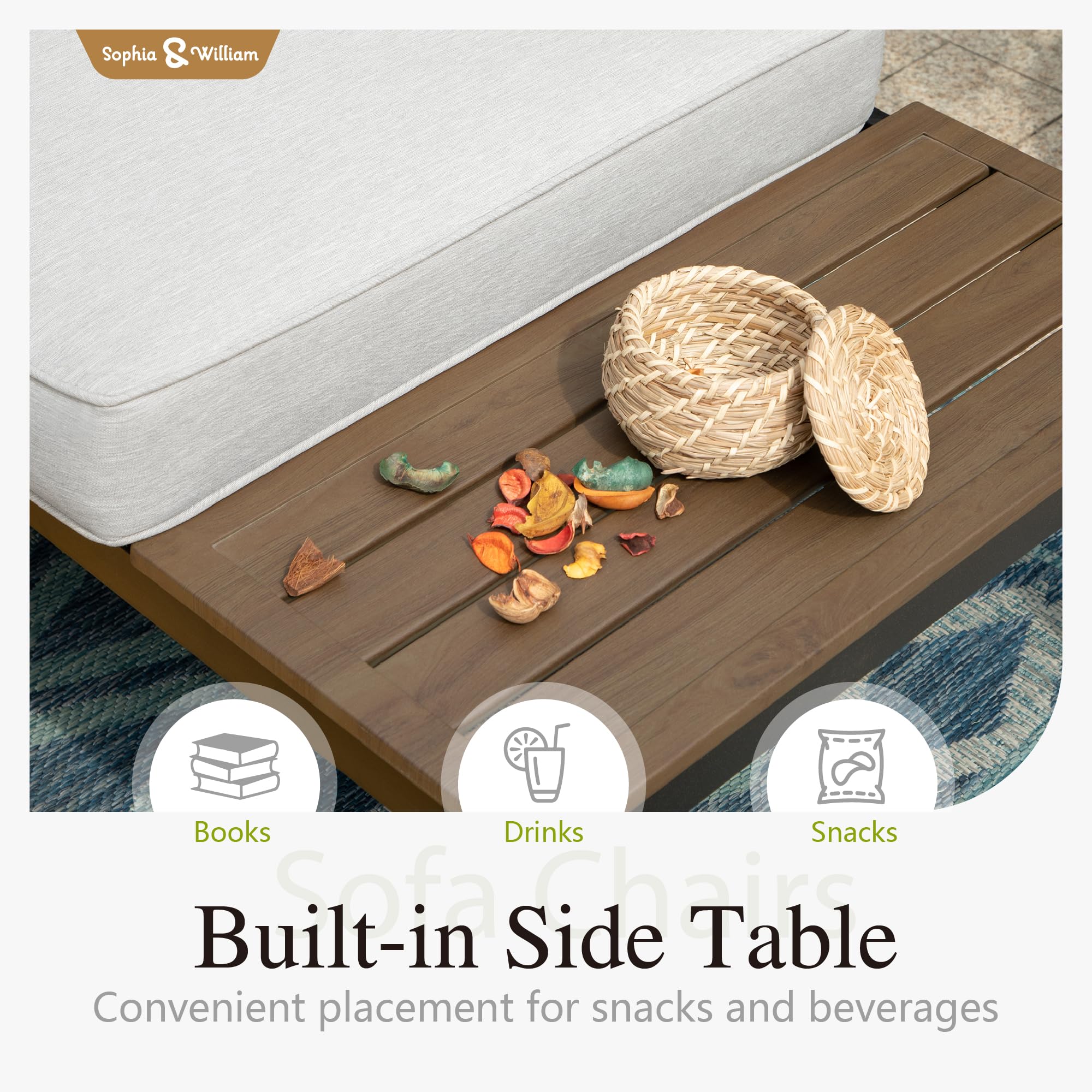 7 Piece Outdoor Patio Furniture Set Metal Sectional Sofa with Cushions