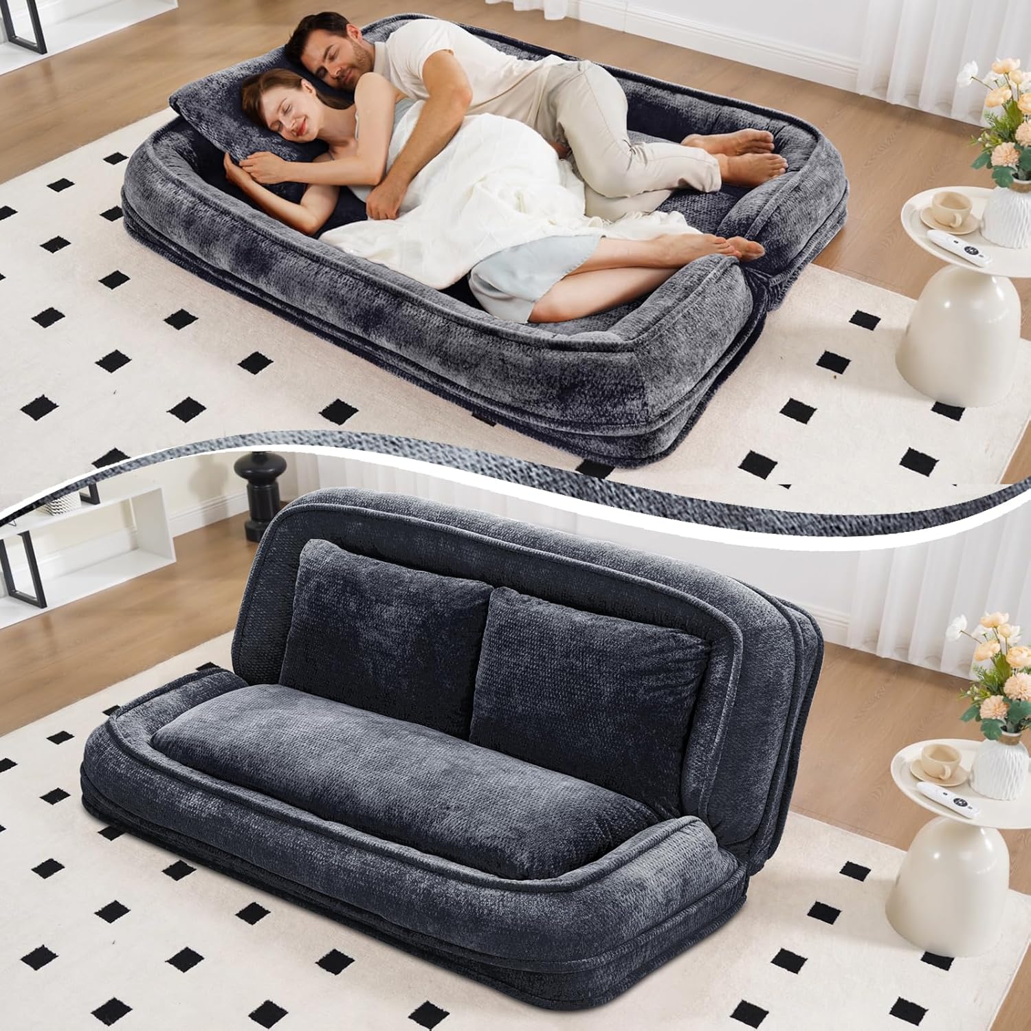Convertible Floor Sofa Bed with Adjustable Backrest