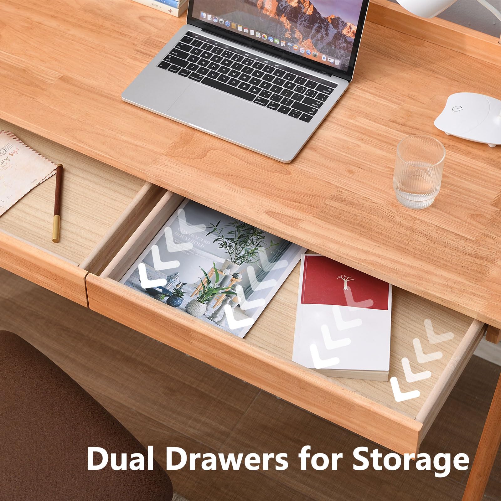 Solid Wood Desk with Drawers