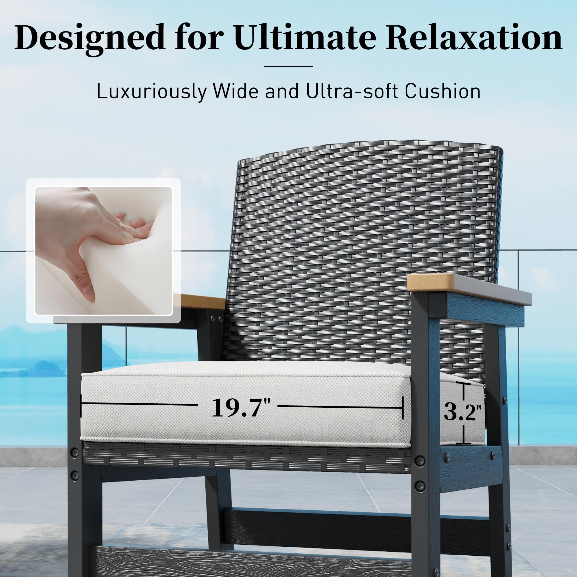 7-Piece HDPE Outdoor Dining Set with Wicker Rattan Chairs