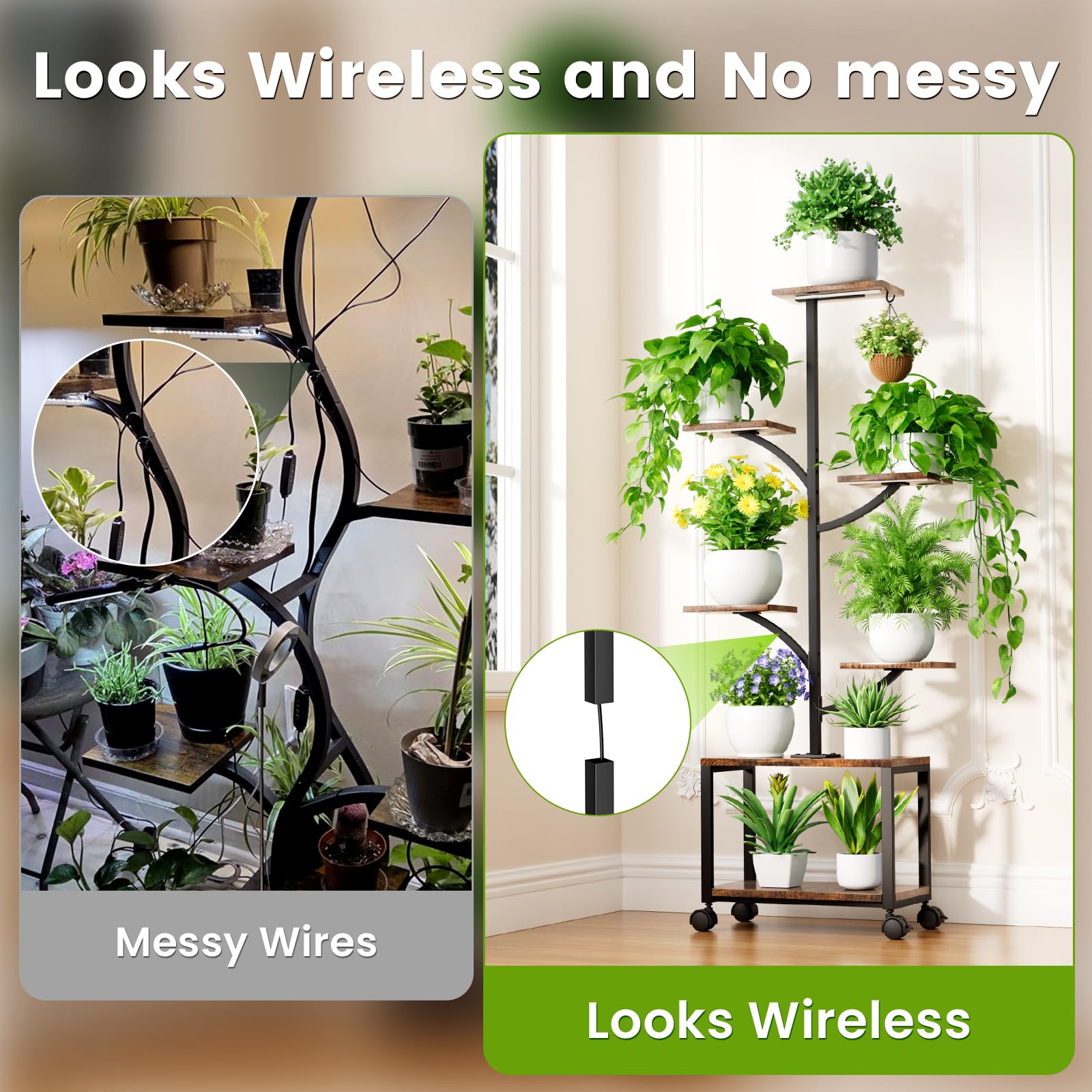 7-Tier Plant Stand with Grow Lights and Wheels