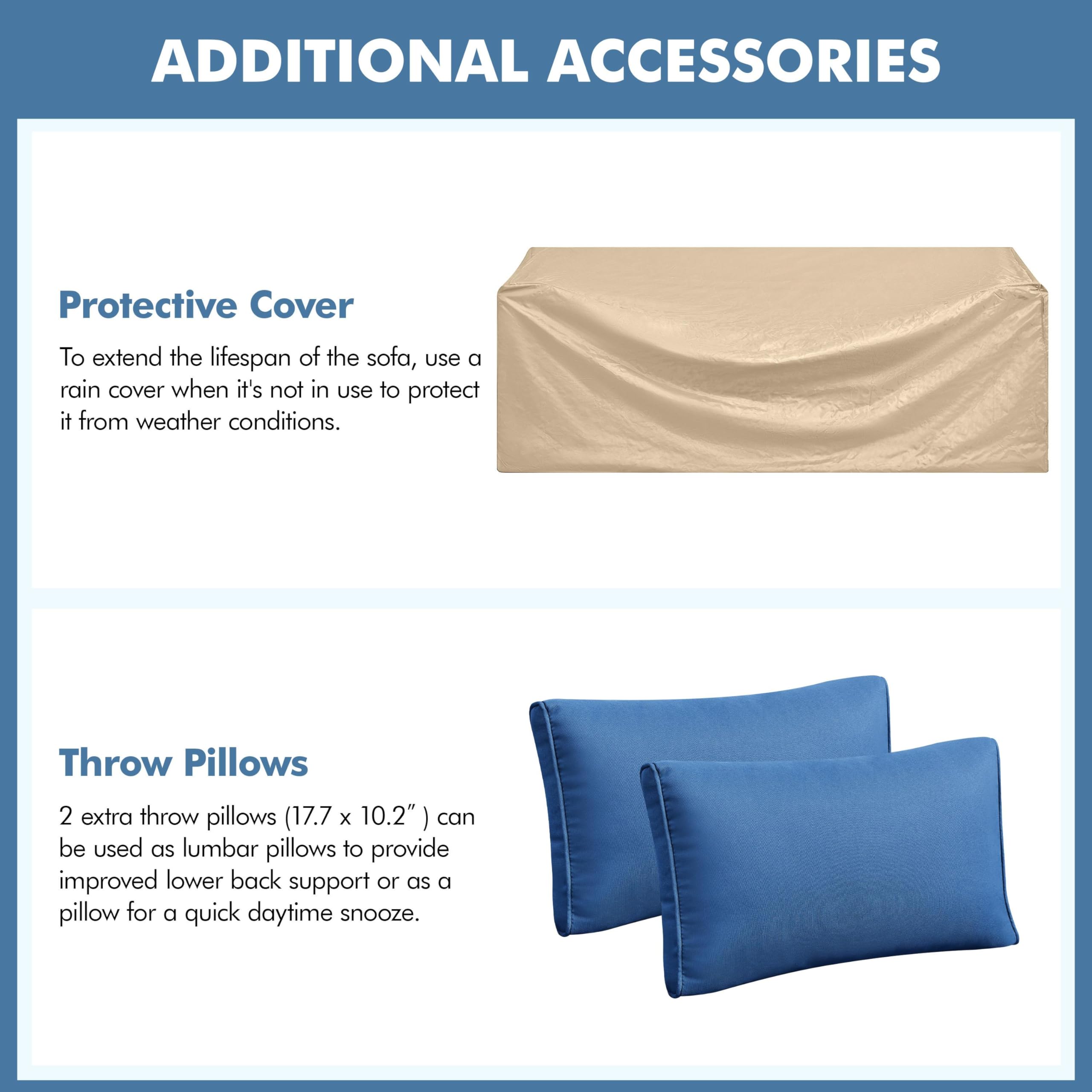 3-Seat Outdoor Wicker Sofa with Cover