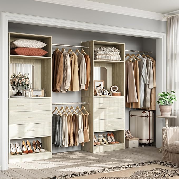 Walk-In Closet Organizer with 8 Drawers and Mirror