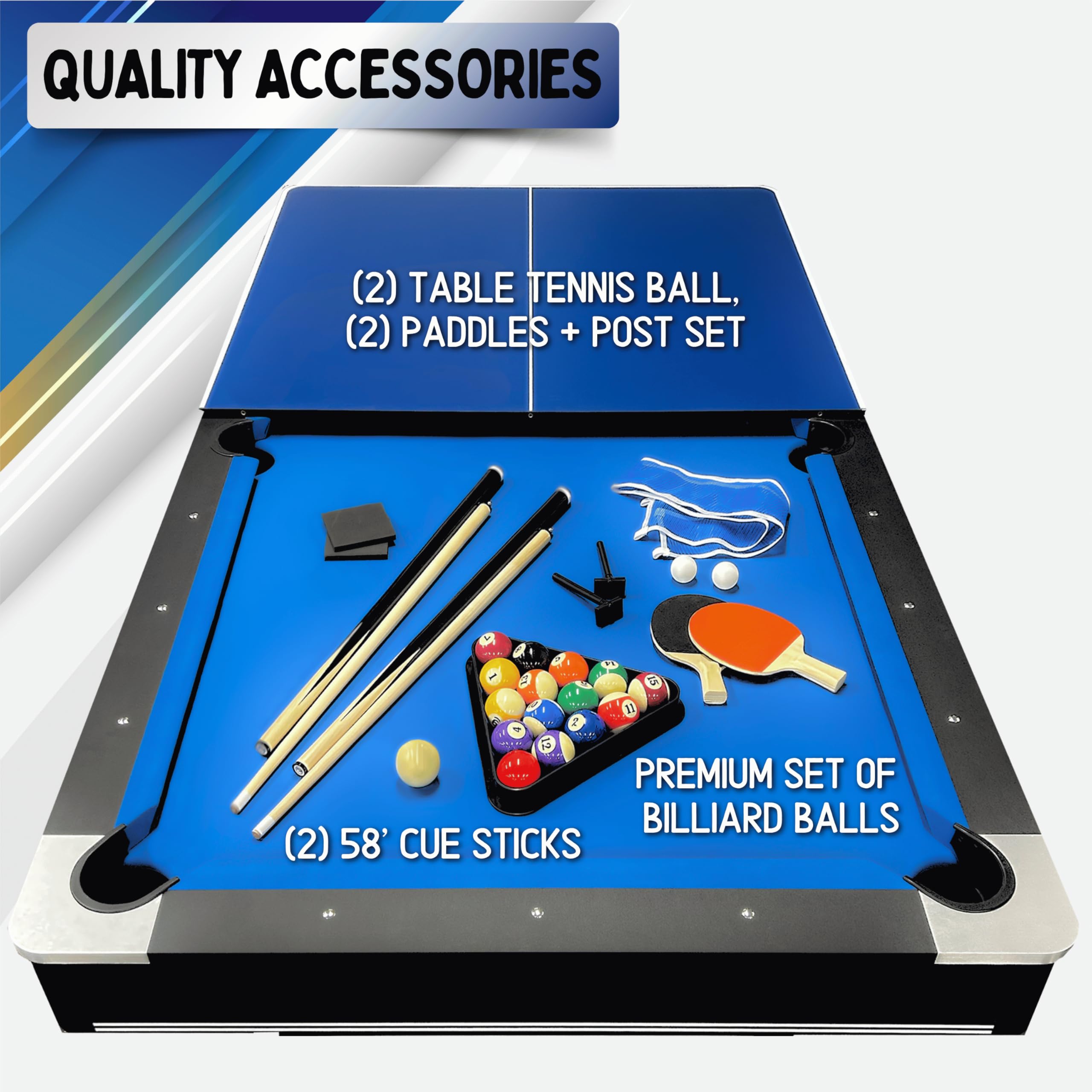 7 ft Multi-Game Table Billiards and Table Tennis