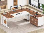 L-Shaped Executive Desk with Rolling File Cabinet