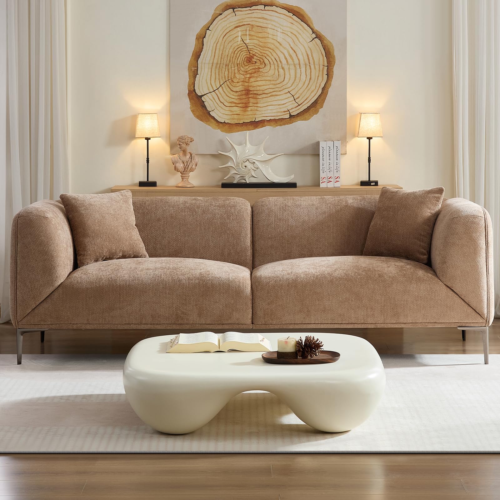 Modern Boucle 3-Seater Sofa with Deep Seats