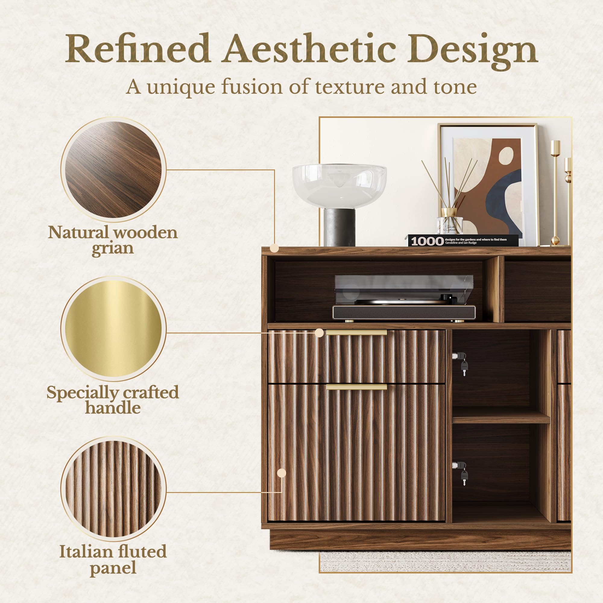 4 Drawer File Cabinet with Lock and Charging Station