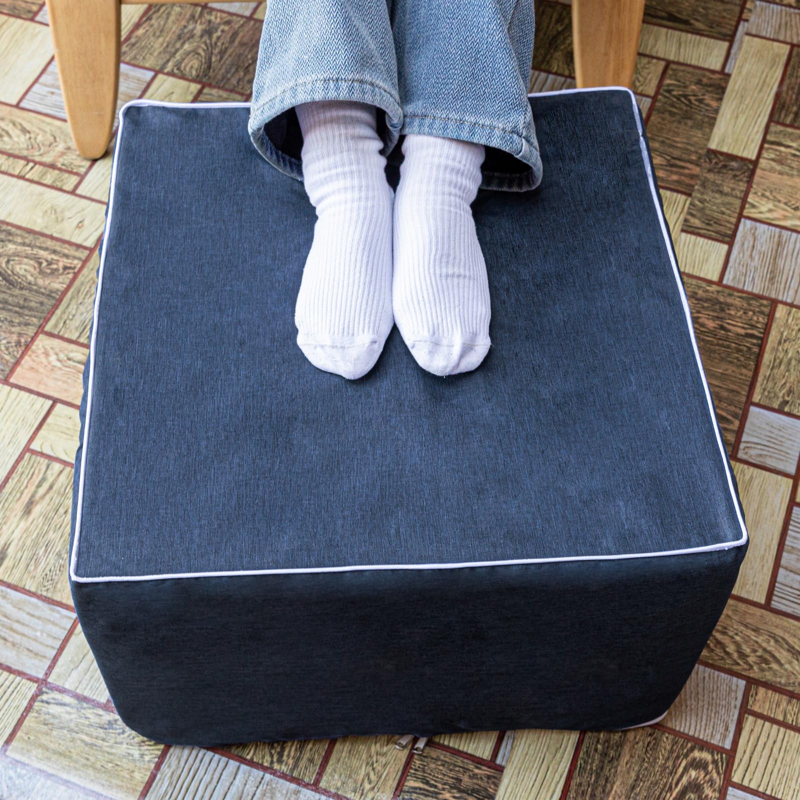 Outdoor Square Ottoman 20x20x14 Inches Waterproof Foam Footstool