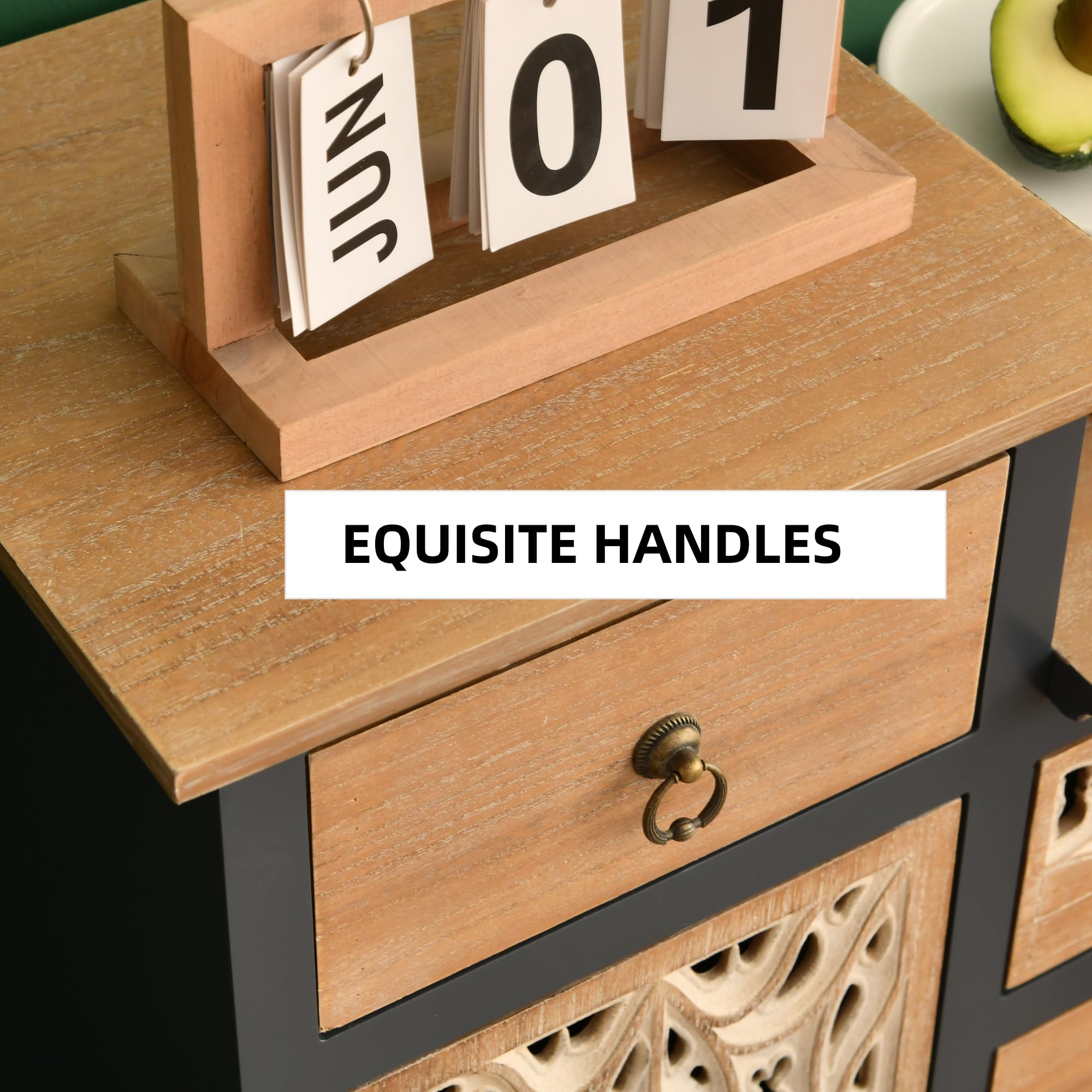 Farmhouse Accent Chest with Carved Door and 5 Drawers