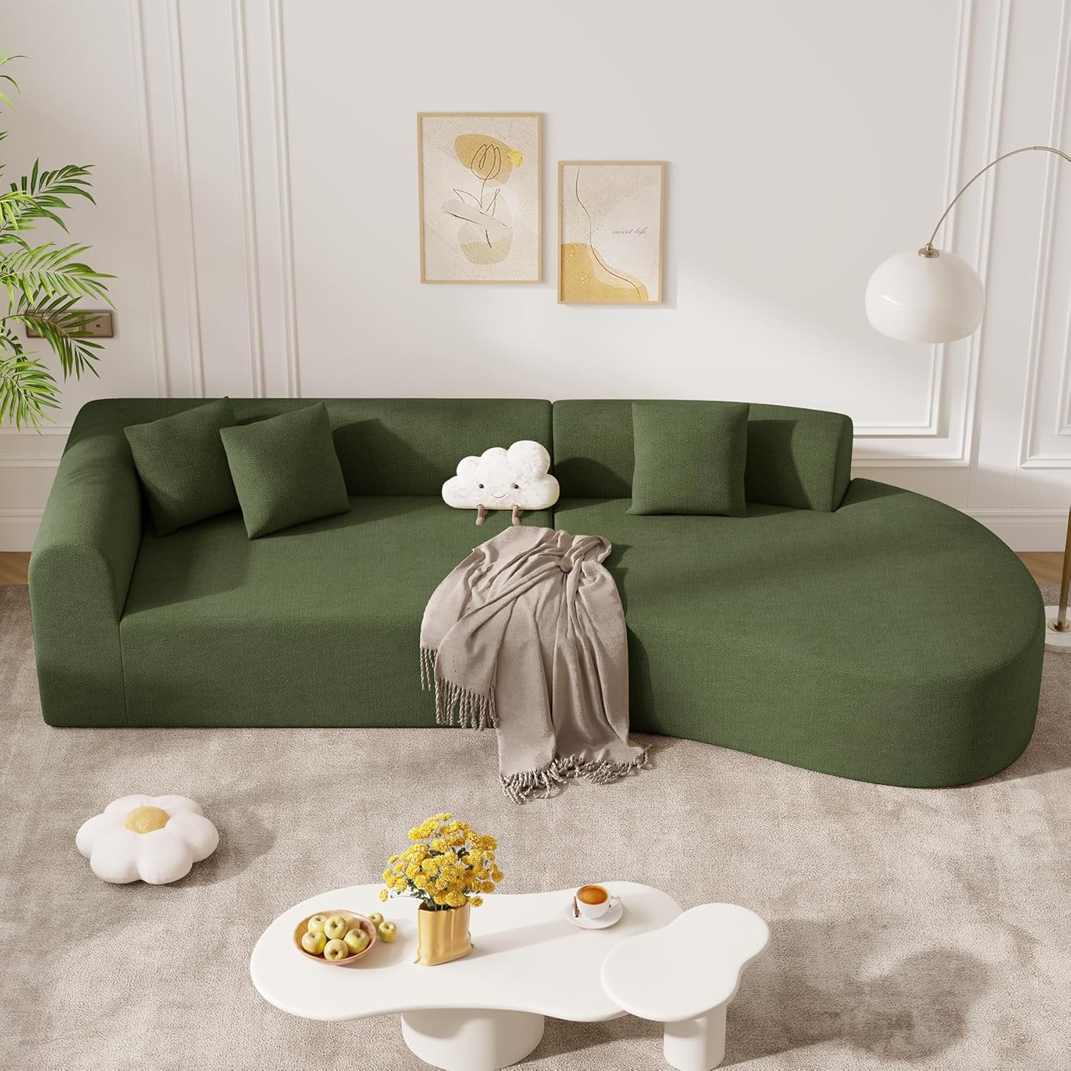 Curved Sectional Sofa with Deep Seat