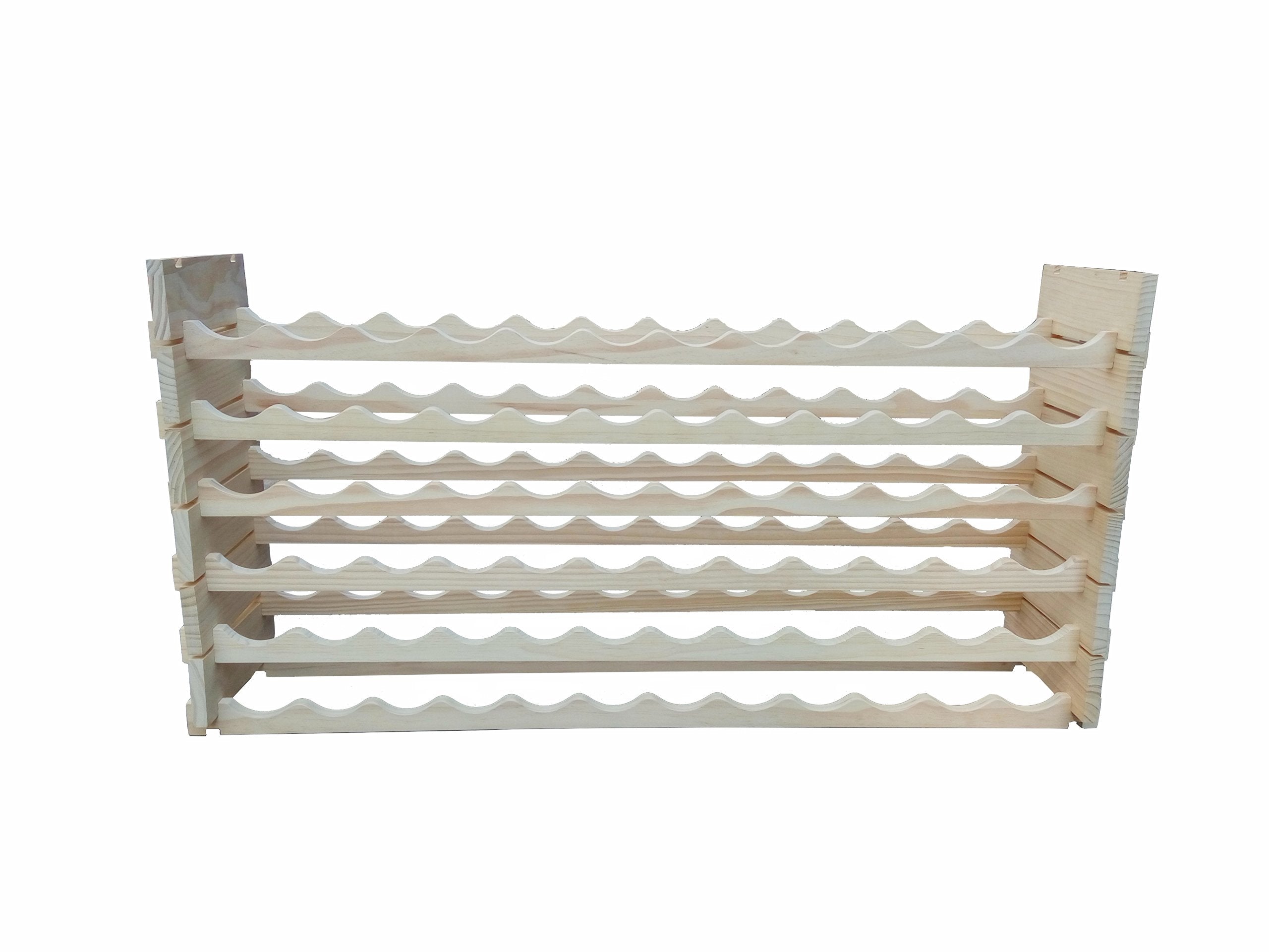 Stackable Modular Wine Rack 72 Bottle Capacity Pine Wood