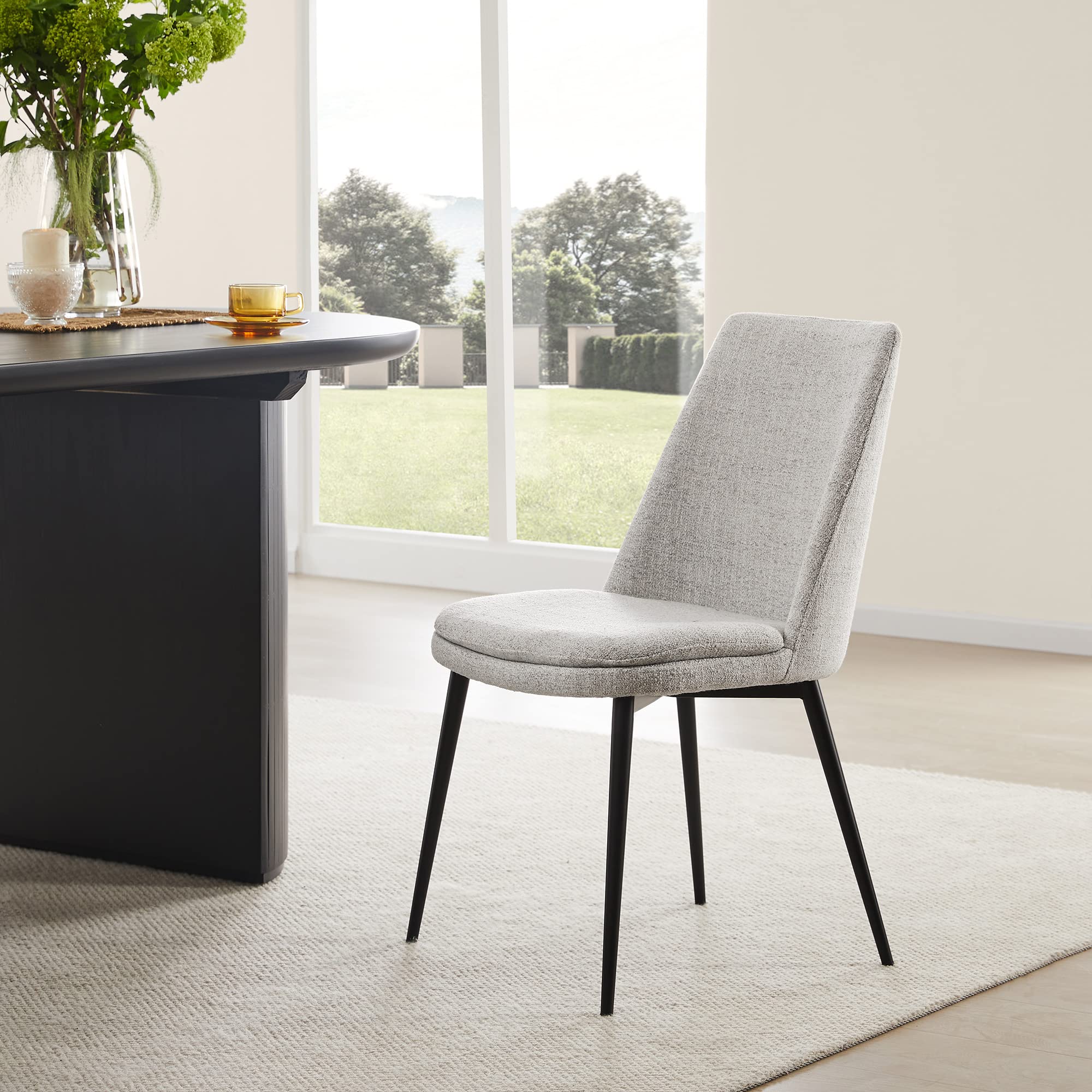 Mid-Century Padded Dining Chair Set of 2