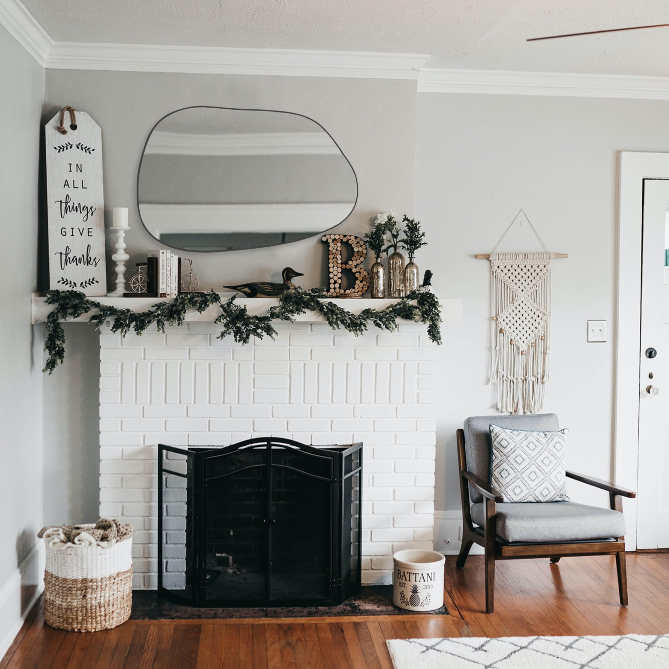 Irregular Asymmetrical Wall Mirror 40x26 Black