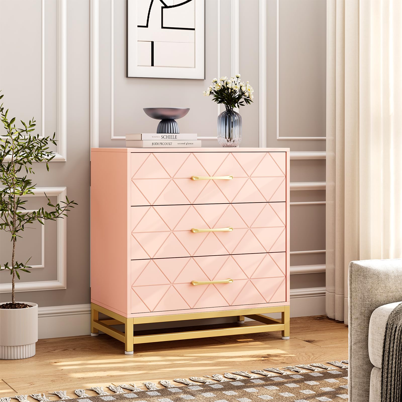 3-Drawer Wooden Dresser for Bedroom Storage