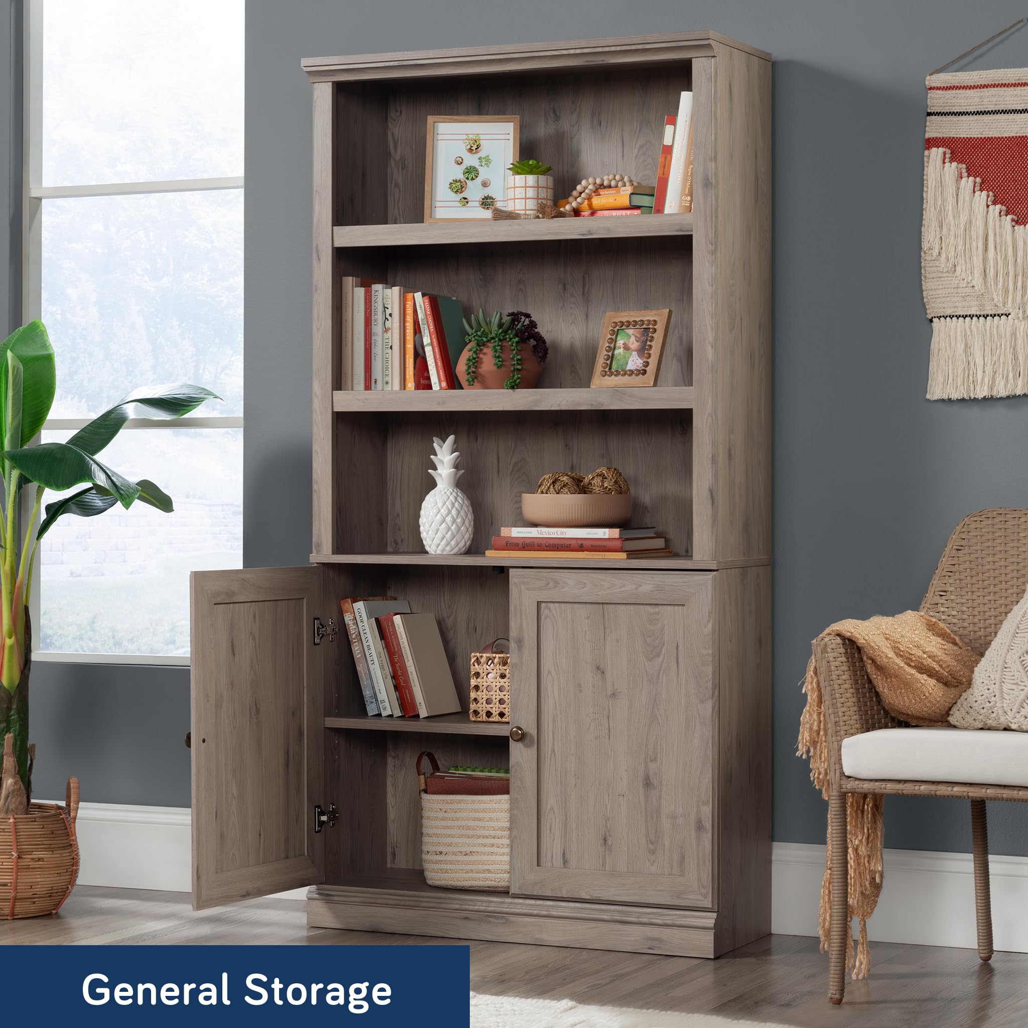 5-Shelf Bookcase with Doors Laurel Oak