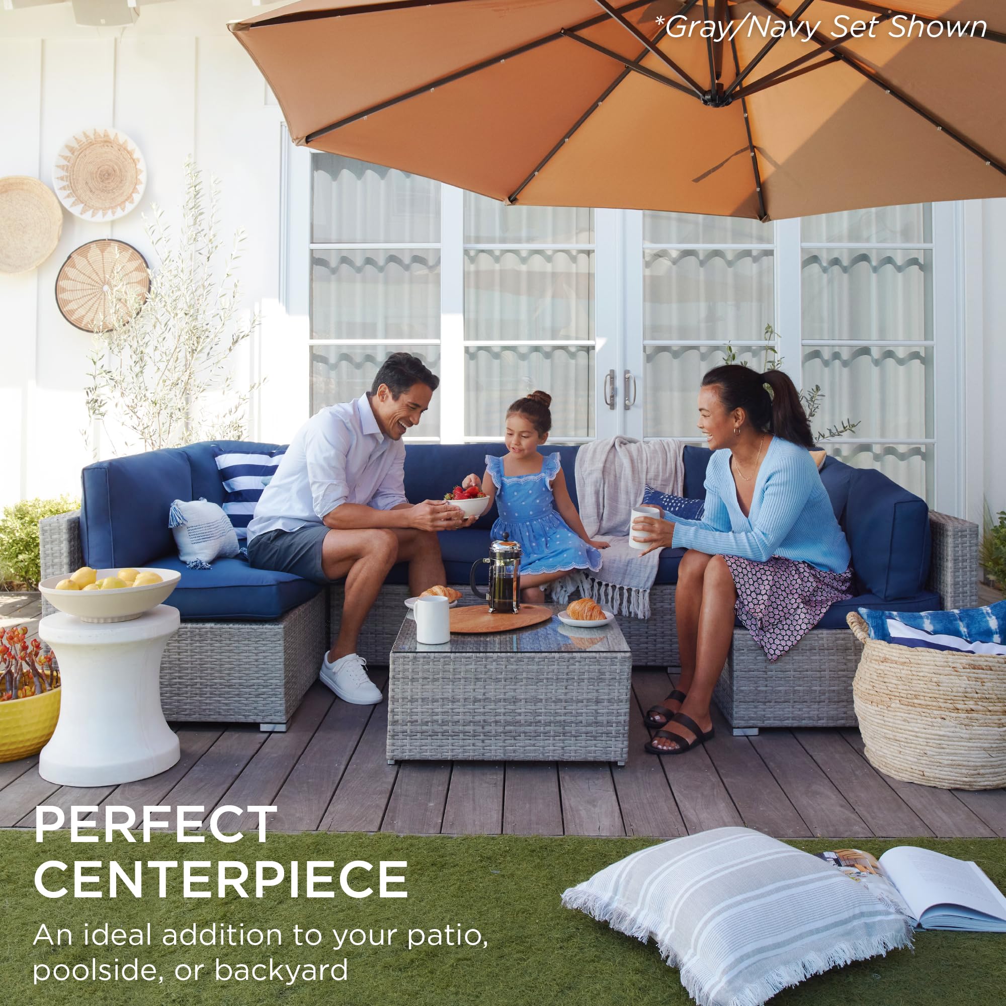 7-Piece Modular Wicker Patio Sectional Set