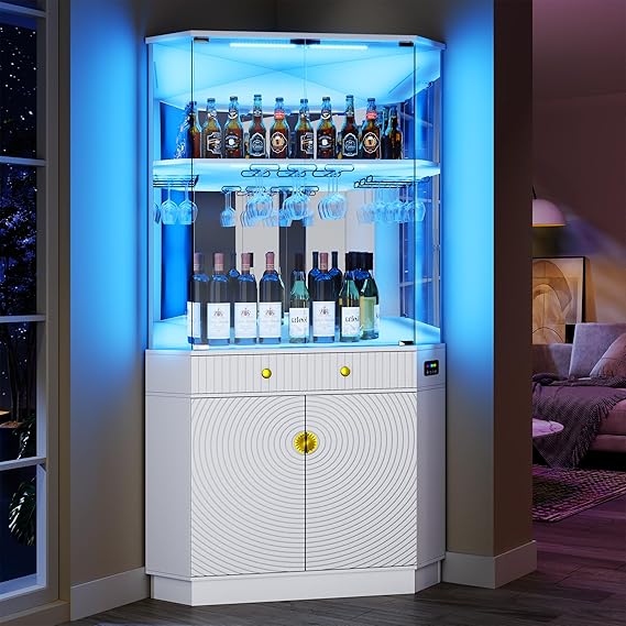 71" RGB LED Corner Bar Cabinet with Motion Sensor