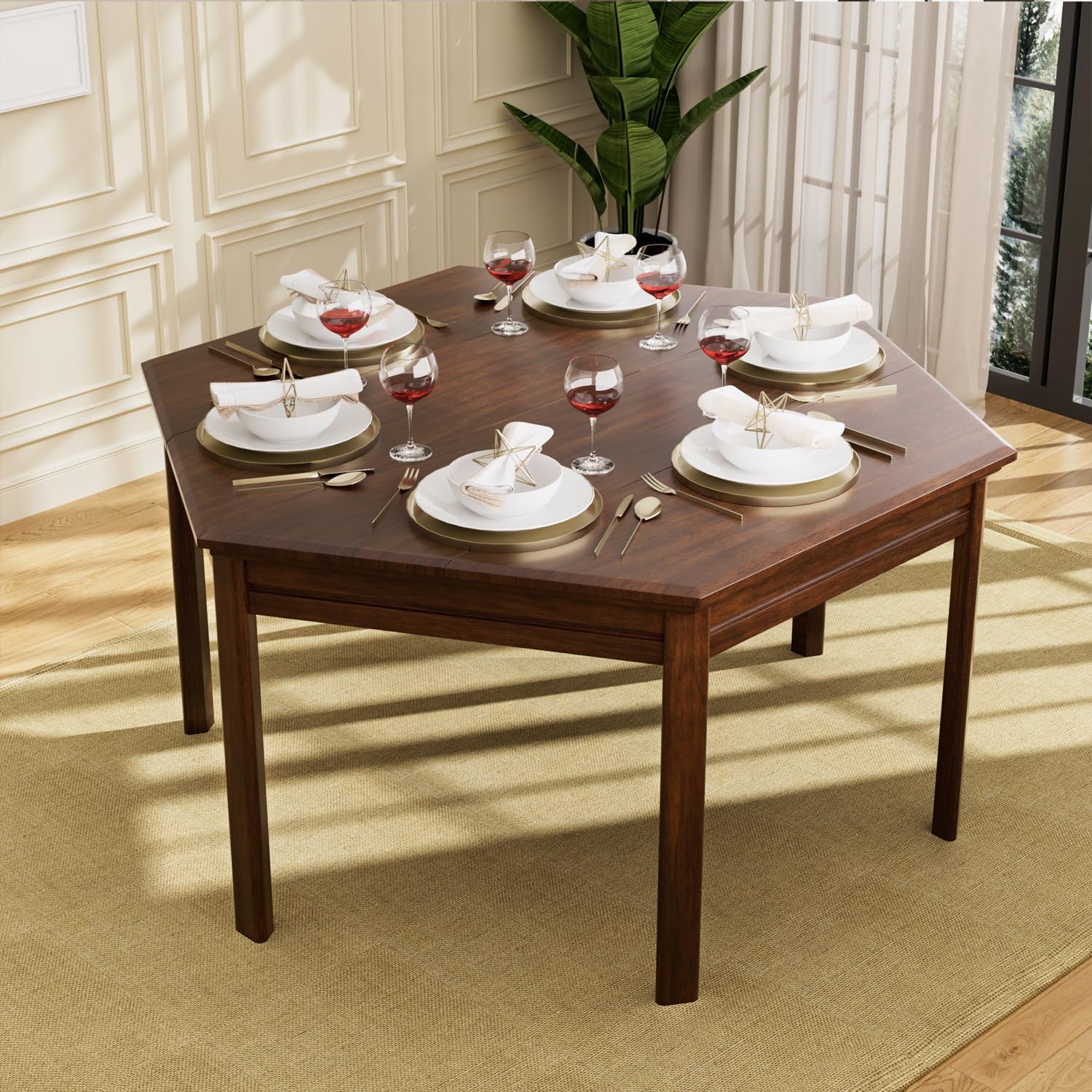 Hexagonal Board Game Table for 6 Players