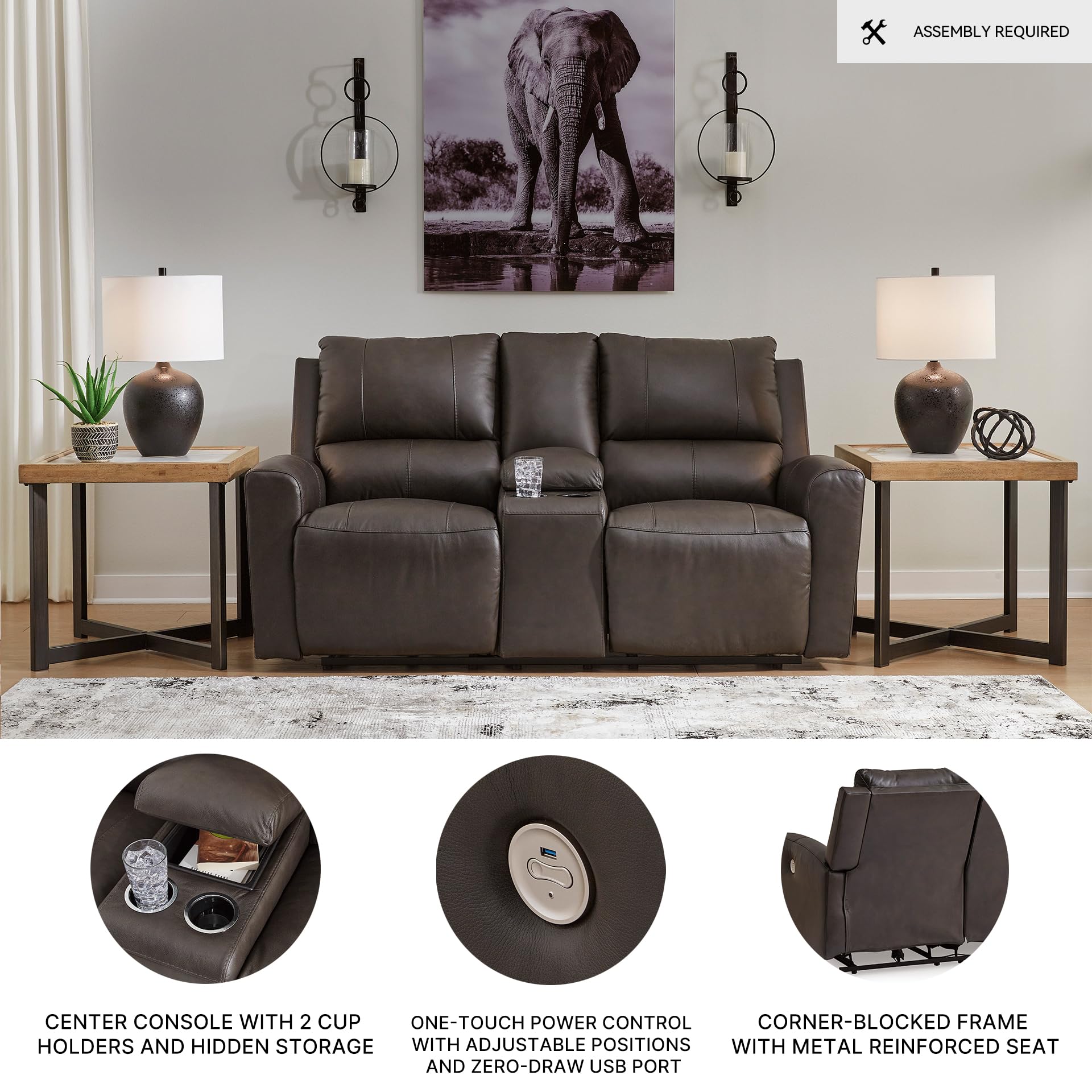 Power Reclining Loveseat with Console and USB Ports