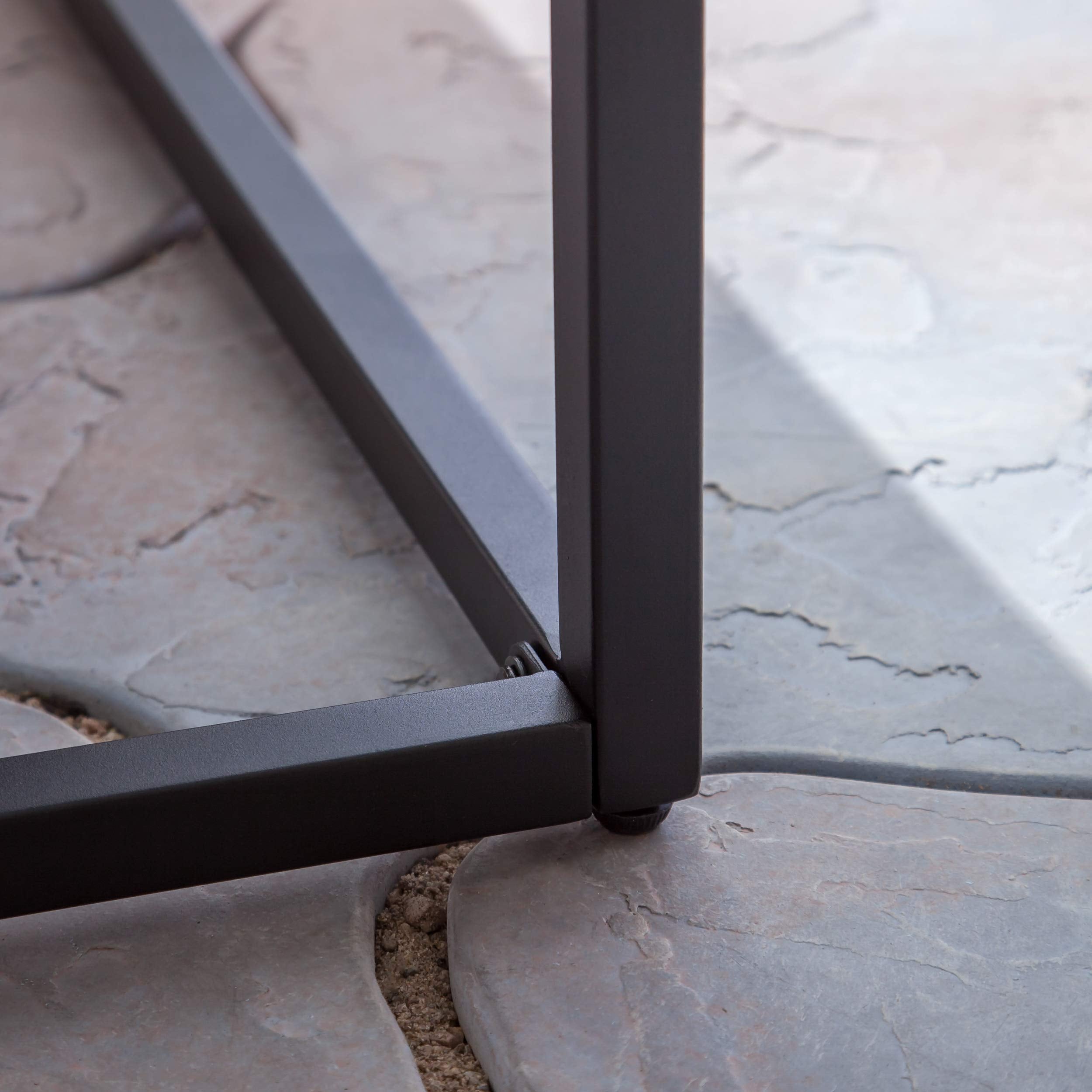 Outdoor Industrial Acacia Wood and Iron Bench