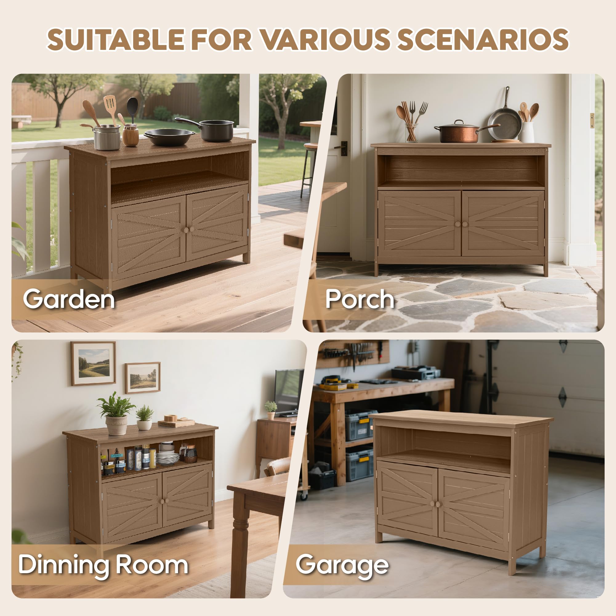 All-Weather Outdoor Storage Cabinet with Magnetic Doors