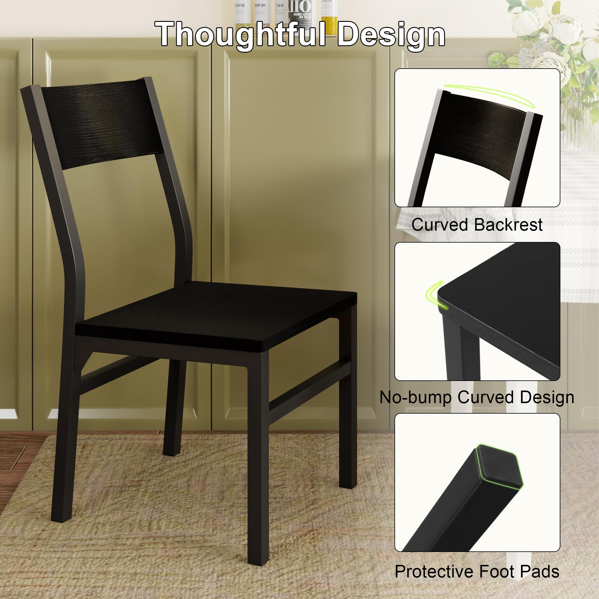 Modern Dining Chairs Set of 6 with Ergonomic Backrest