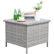Outdoor Wicker Side Table with Storage